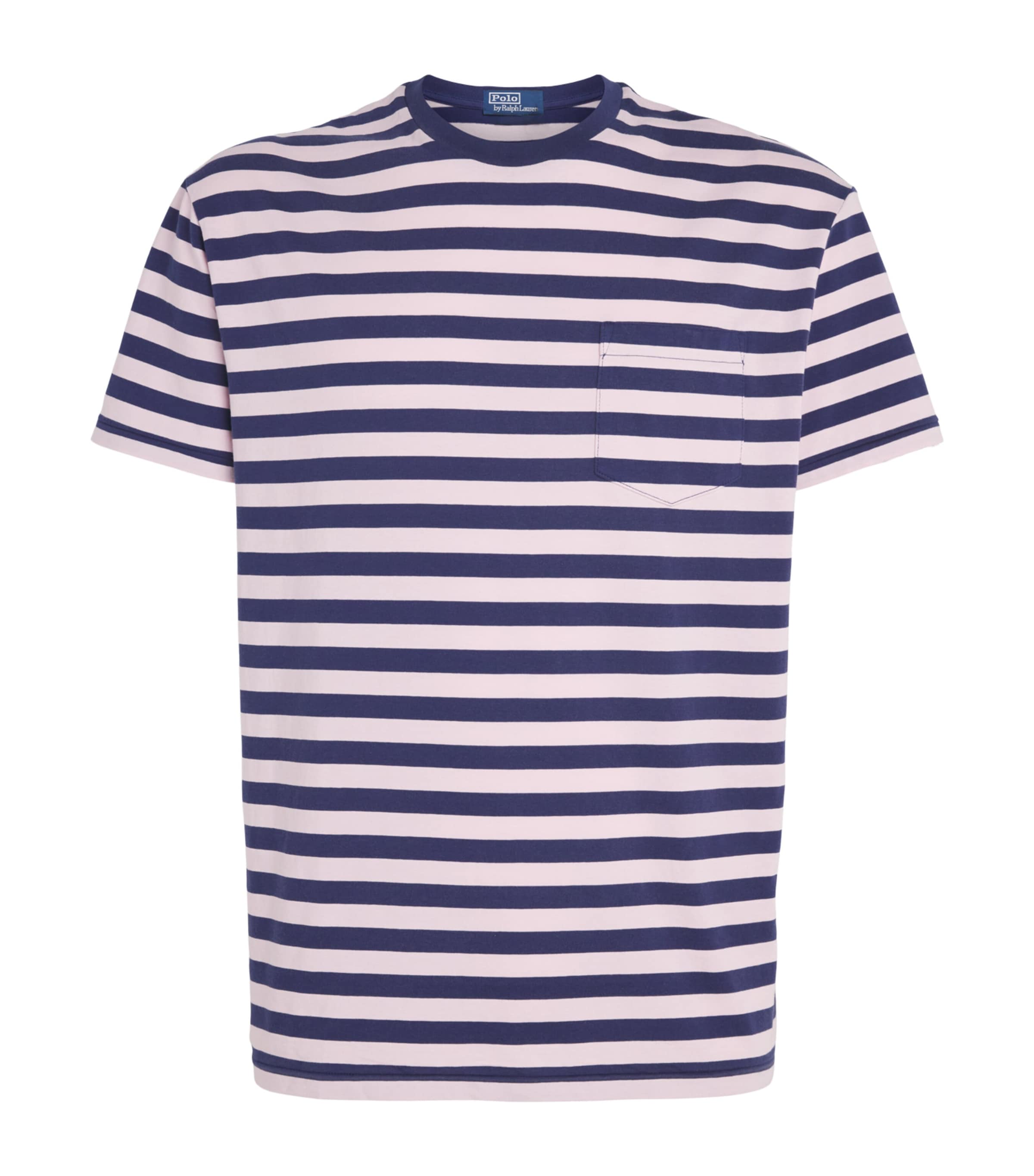 Polo Ralph Lauren Mens Cotton Stripe Classic Fit T-Shirt Grdn Pink/drk Cobalt