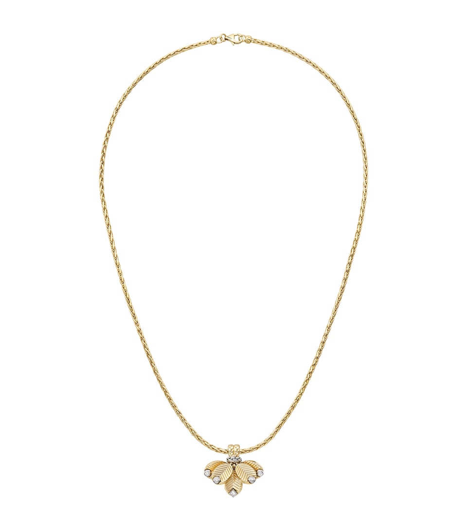 Yellow Gold, White Gold and Diamond Grain de Café Necklace