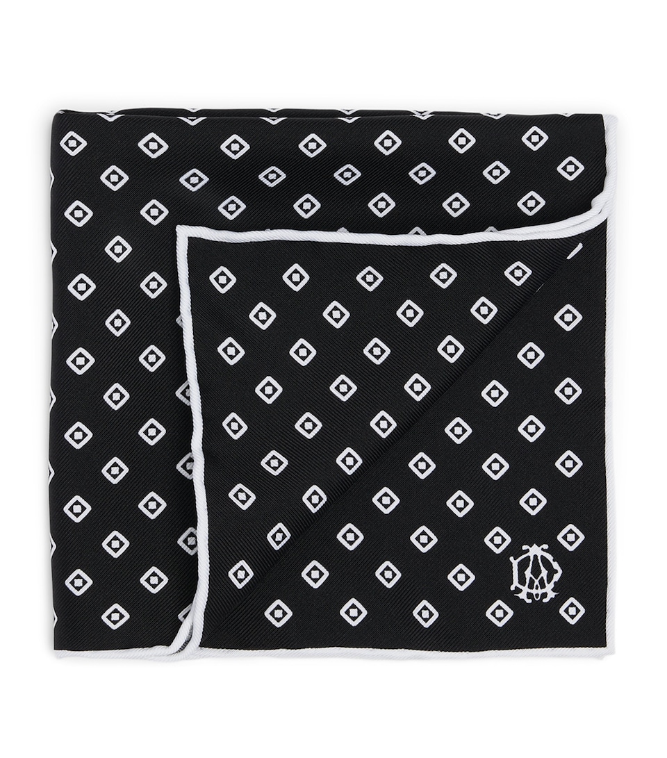 Dunhill Mulberry Silk Polka Dot Pocket Square