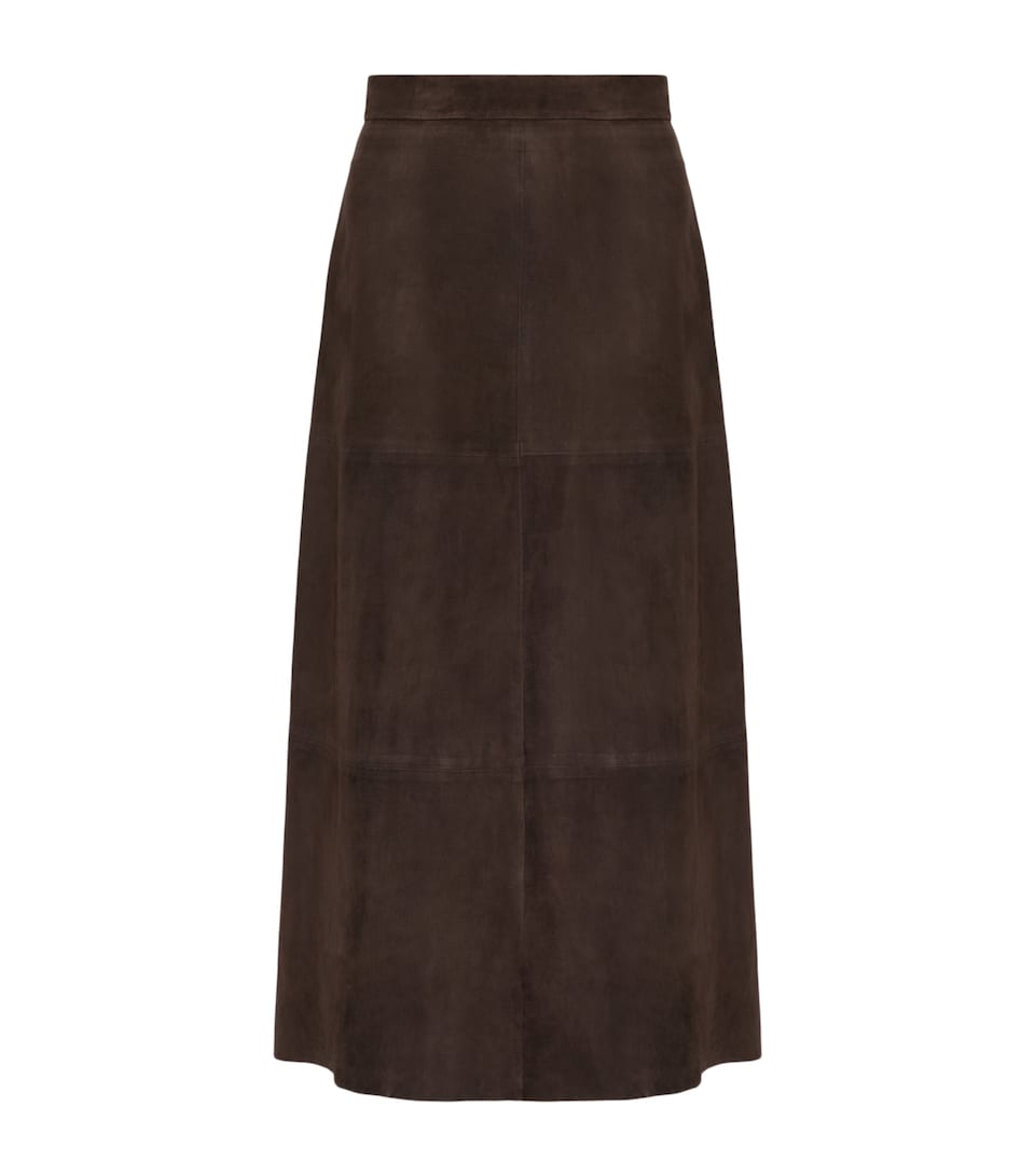 Max Mara Womens Suede Midi Skirt Brown