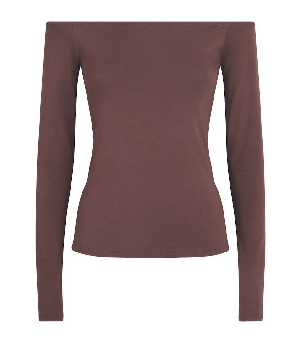Skims Womens Smooth Layers Off-The-Shoulder Top Cocoa
