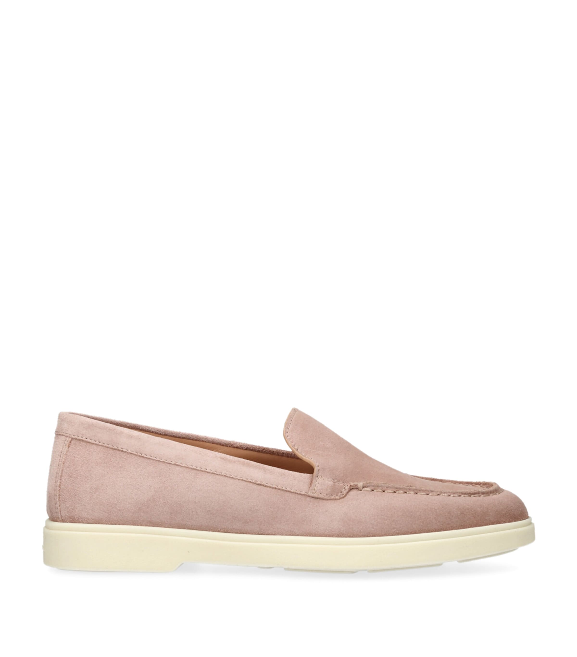 Santoni Suede Detroit Loafers Pale Pink