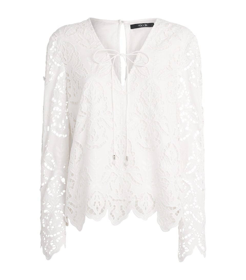 Toccin Womens Cotton Broderie Anglaise Halina Blouse Optic