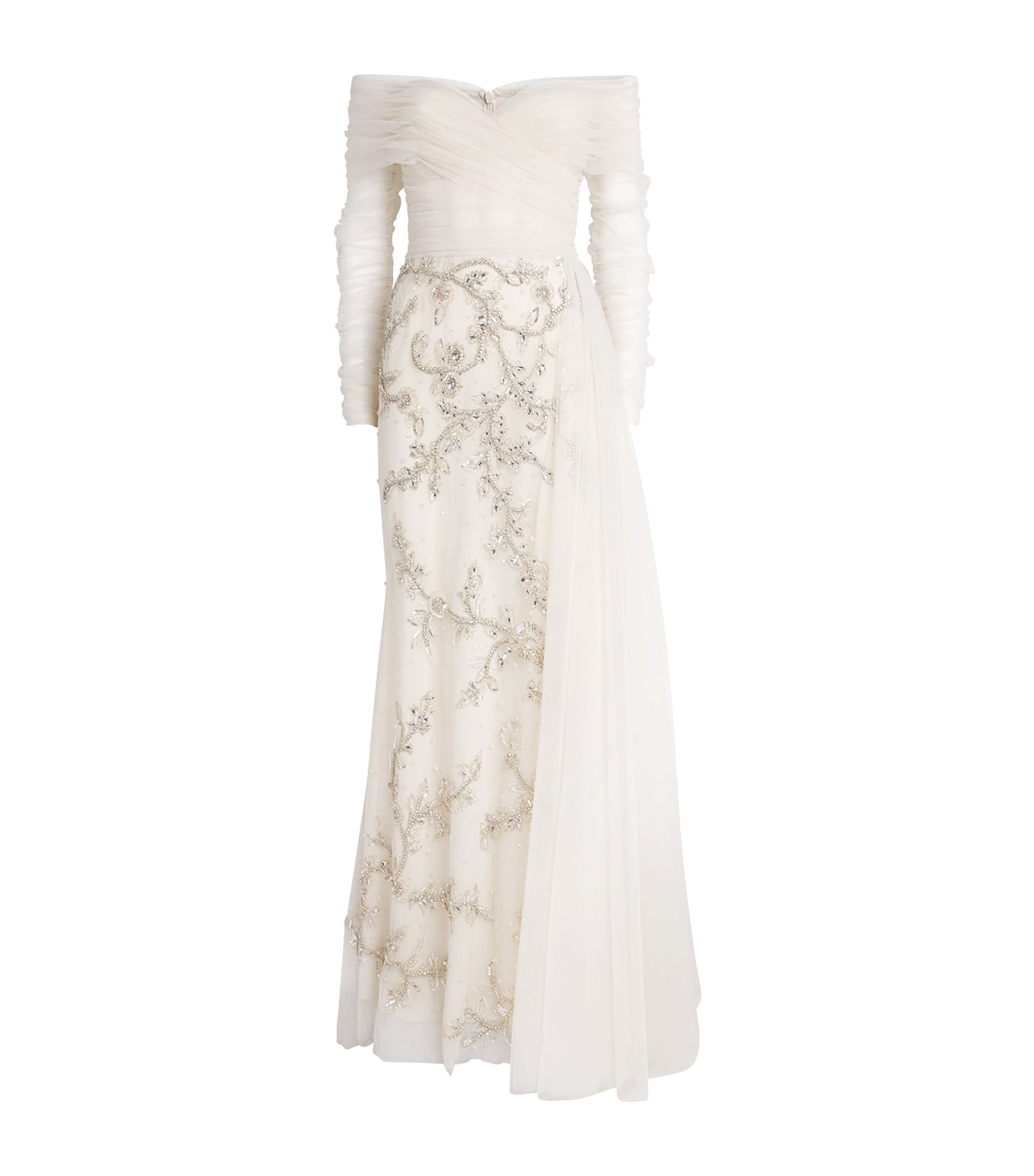 Zuhair Murad Womens Embroidered Off-The-Shoulder Gown Birch