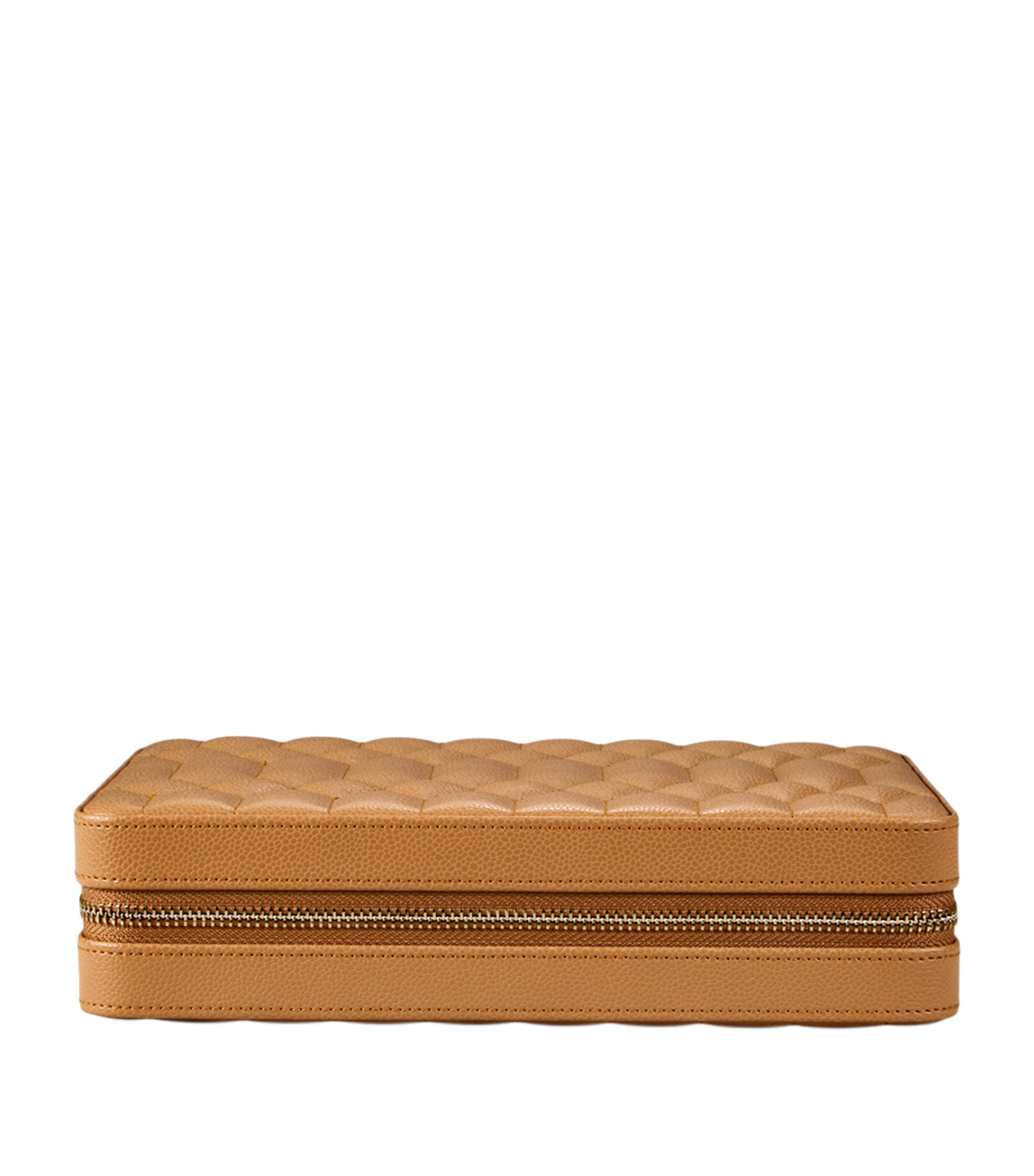 WOLF Large Lauren Travel Jewellery Case Caramel