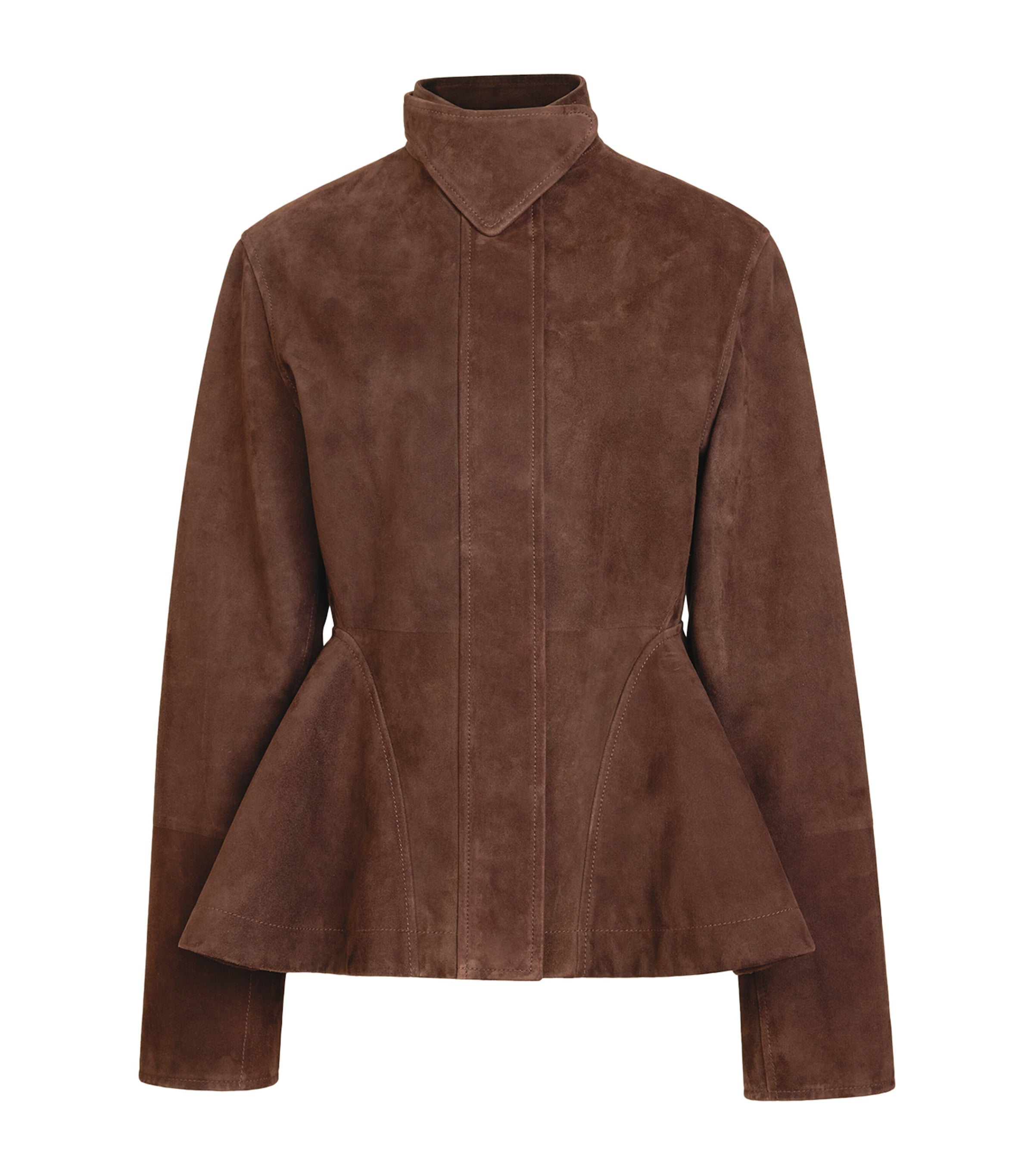 Alaïa Womens Suede Peplum Jacket Chocolate