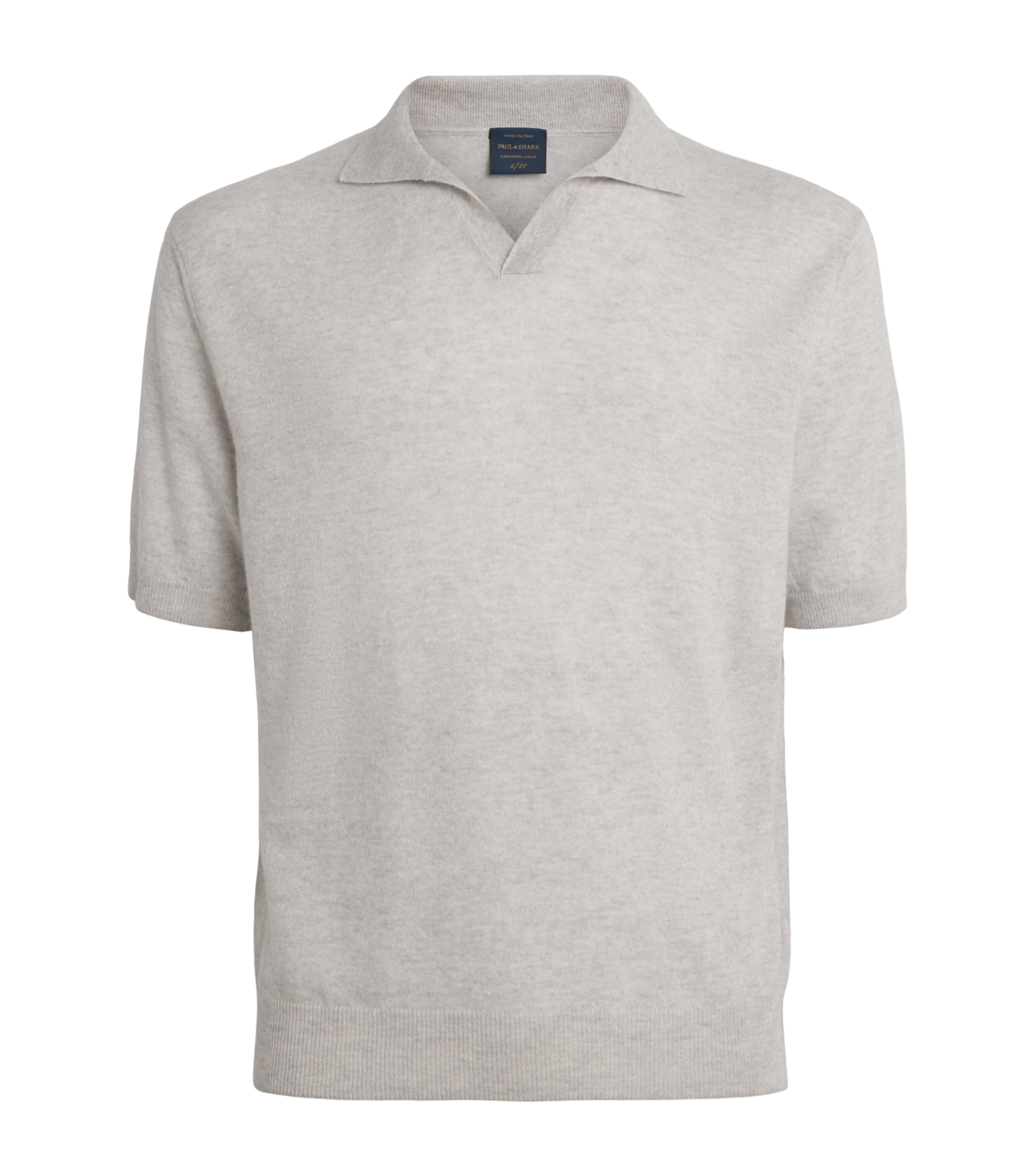 Paul & Shark Mens Cashmere-Linen Open-Collar Polo Shirt Light Grey