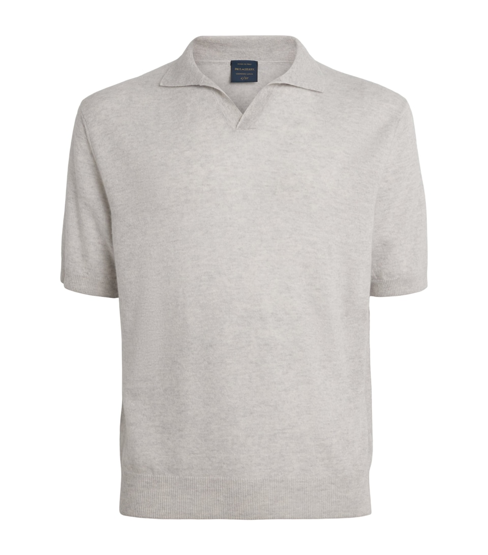 Paul & Shark Mens Cashmere-Linen Open-Collar Polo Shirt Light Grey