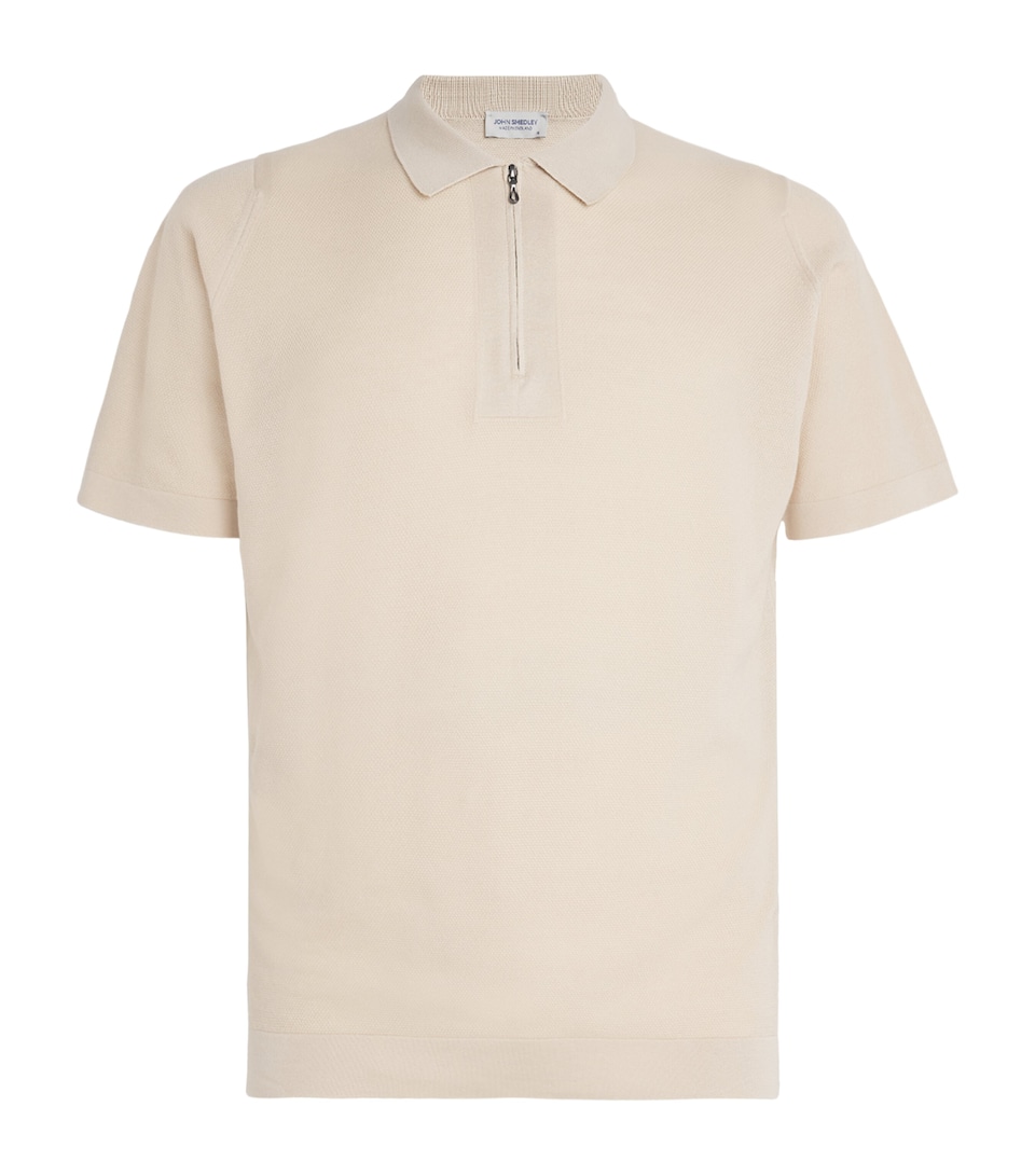 Sea Island Cotton Zip Sandbanks Polo Shirt
