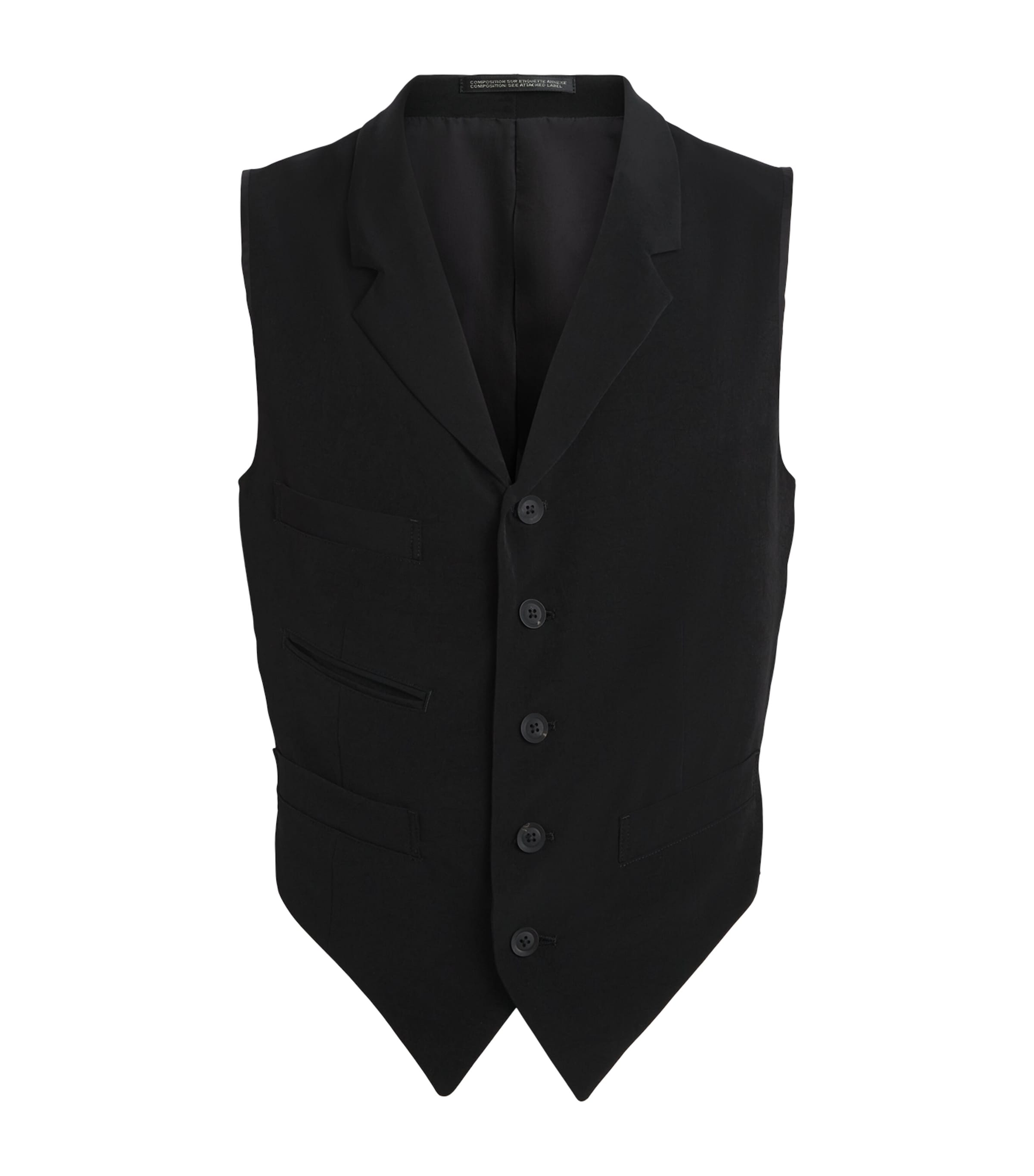 Yohji Yamamoto Mens Crepe de Chine Waistcoat Black