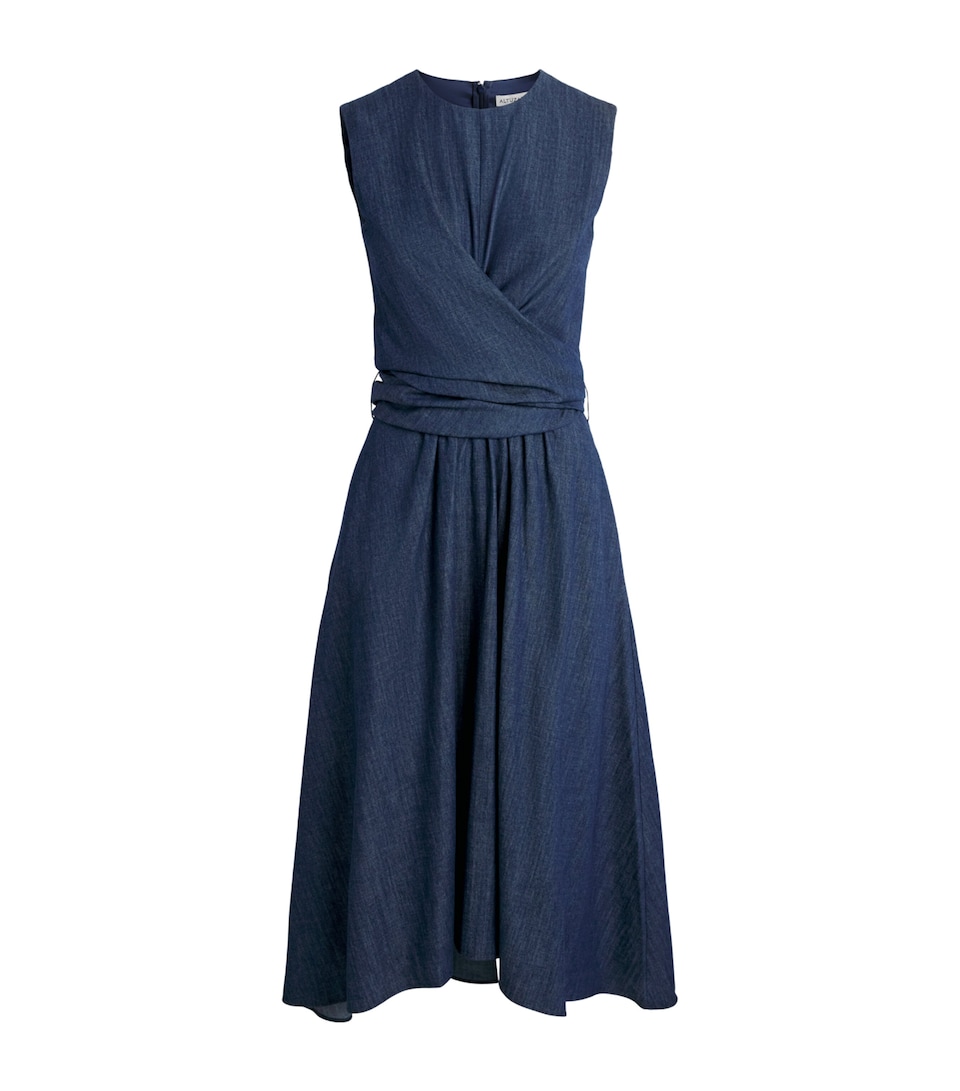 Altuzarra Womens Cotton Chambray Penny Midi Dress Titan