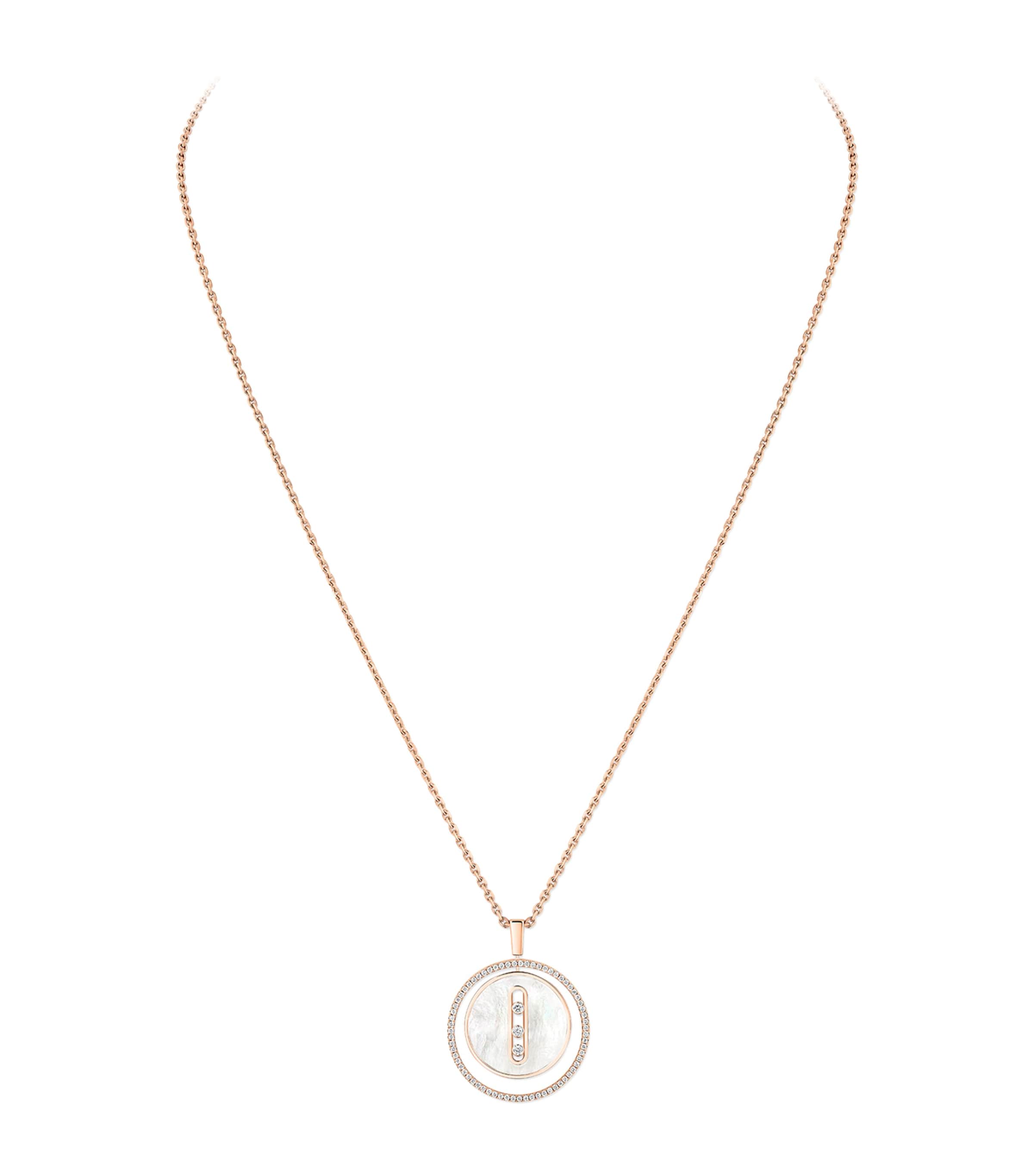 Messika Lucky Move Rose Gold, Diamond and Mother-of-Pearl Necklace (0.38ct) Pink Gold