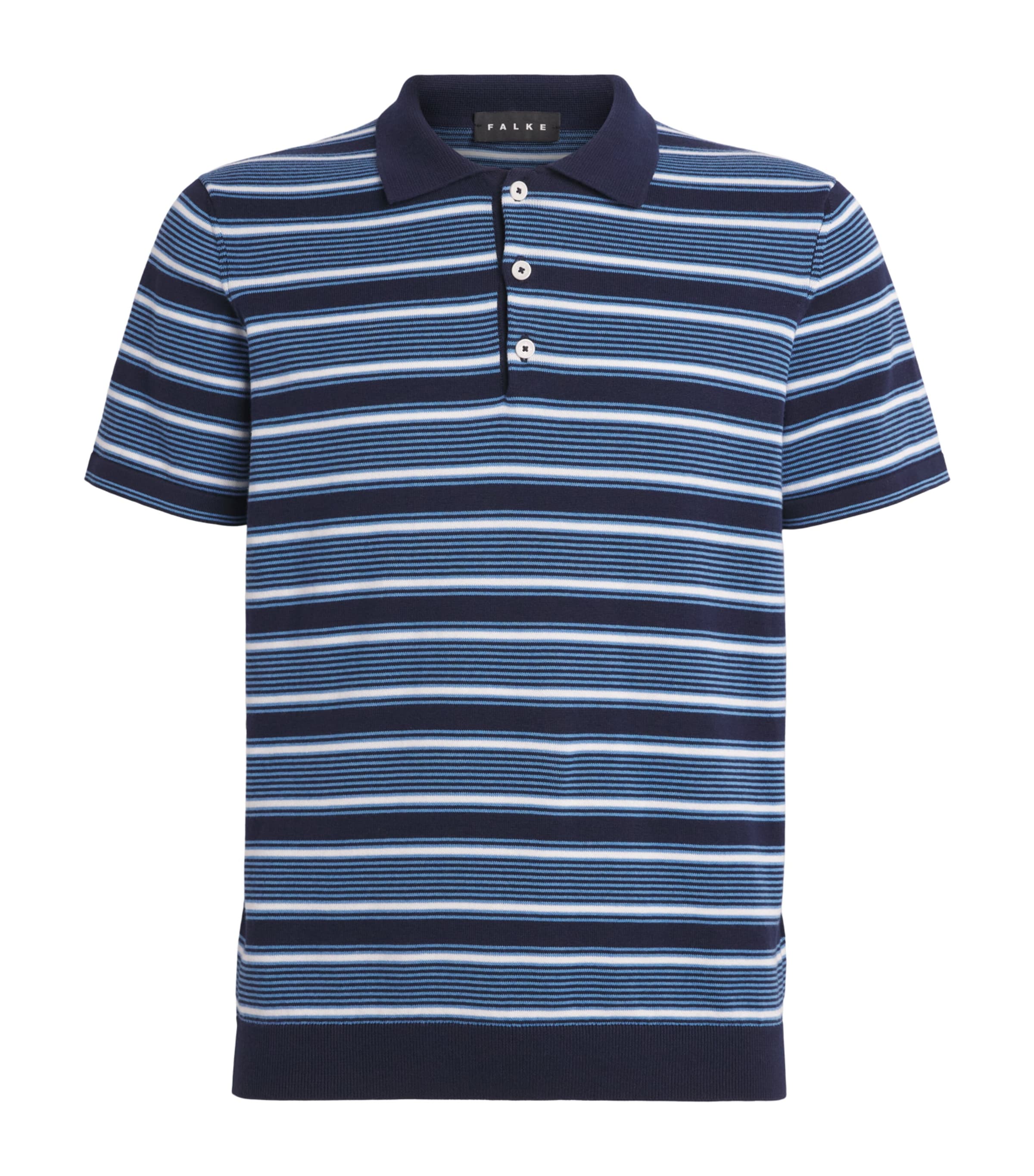 Falke Mens Cotton Stripe Polo Shirt Dark Navy