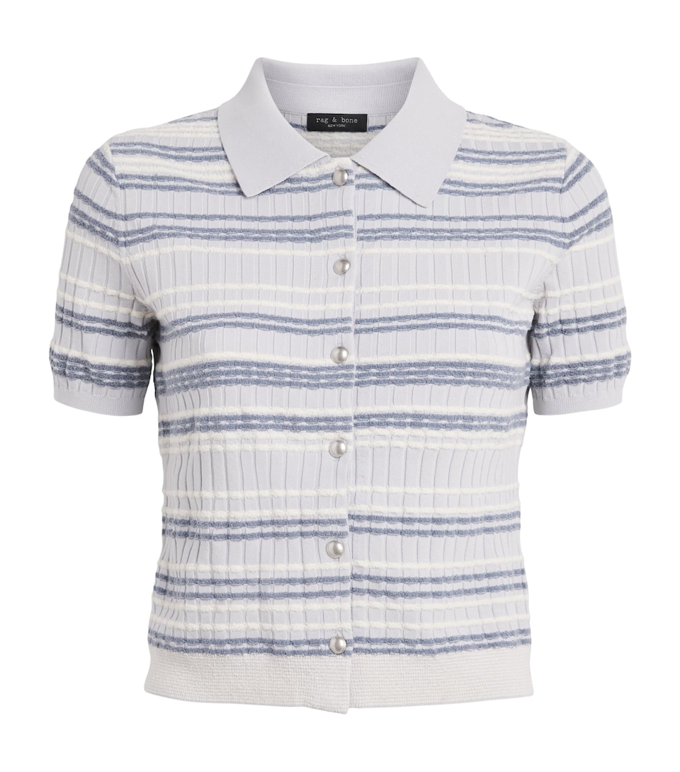 Rag & Bone Womens Cotton-Blend Stripe Karina Cardigan Ltblue