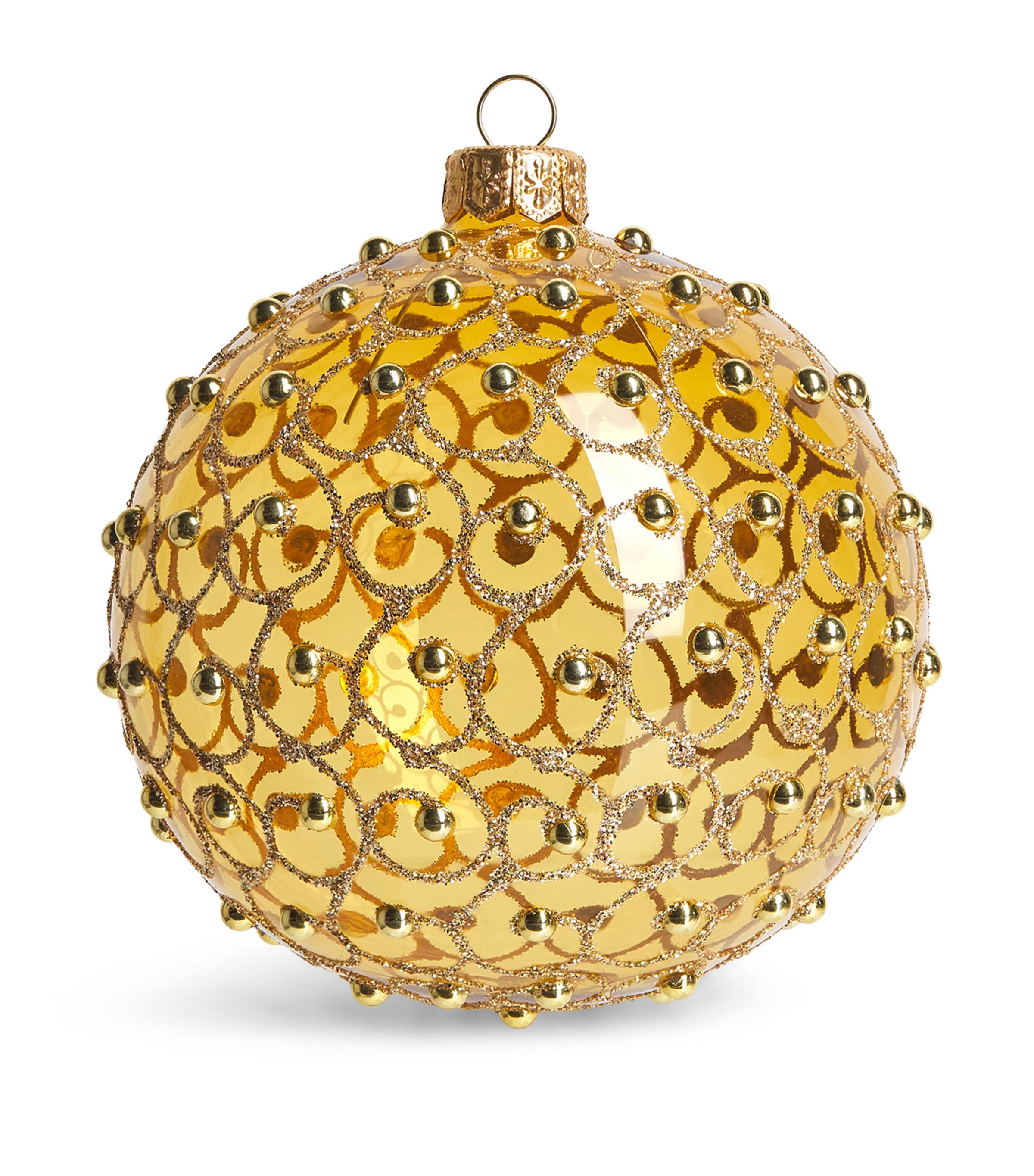 Harrods Beaded Swirl Bauble Smi Trsprn Gld Lcqr