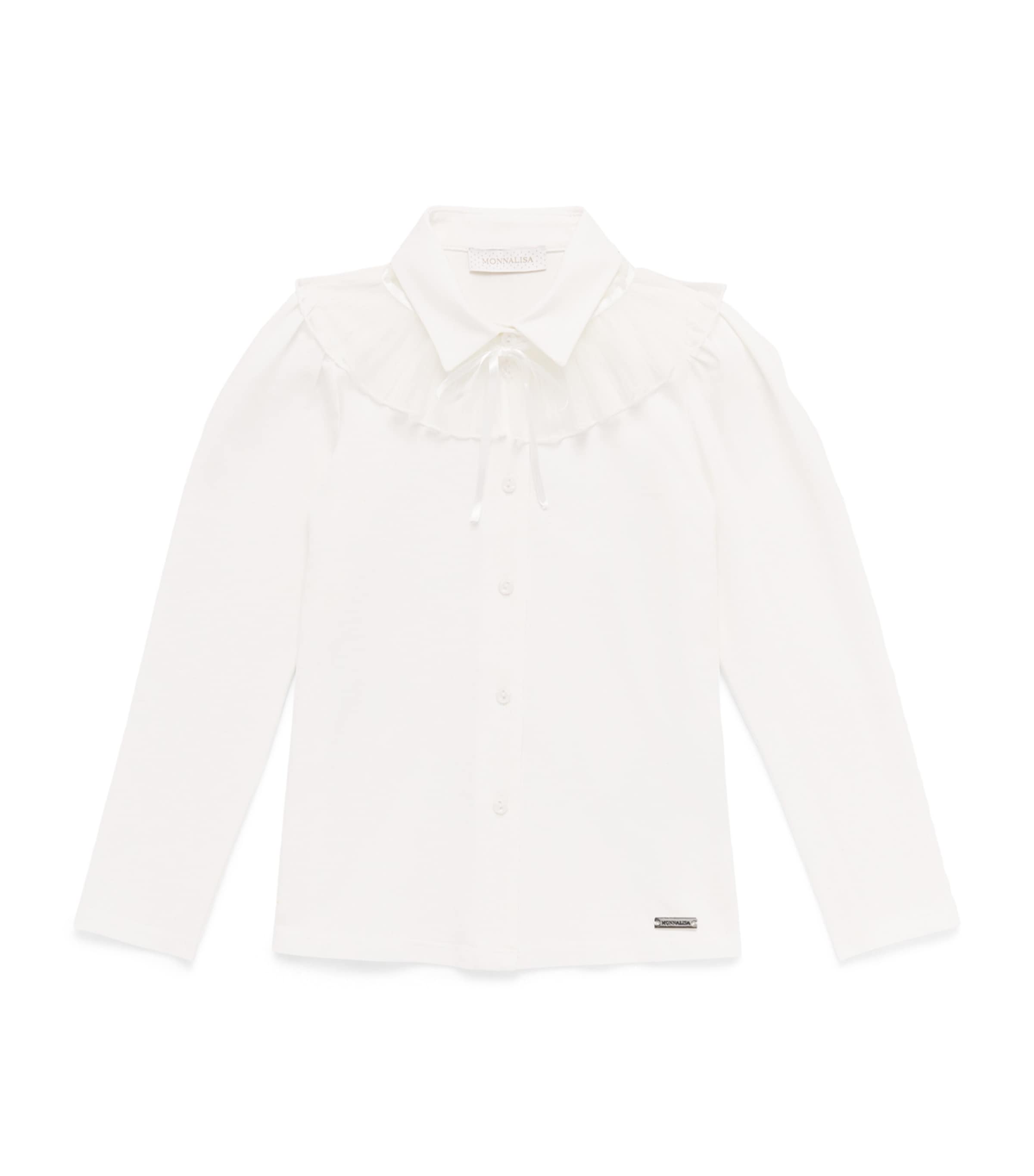 Monnalisa Cotton Ruffle-Collar Shirt (24 Months – 12 Years) Panna
