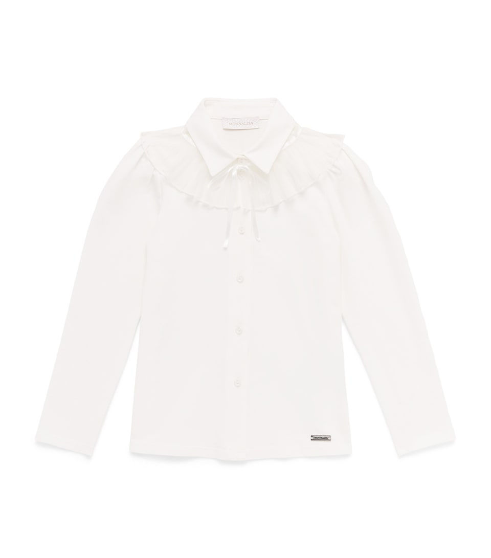 Monnalisa Cotton Ruffle-Collar Shirt (24 Months – 12 Years) Panna