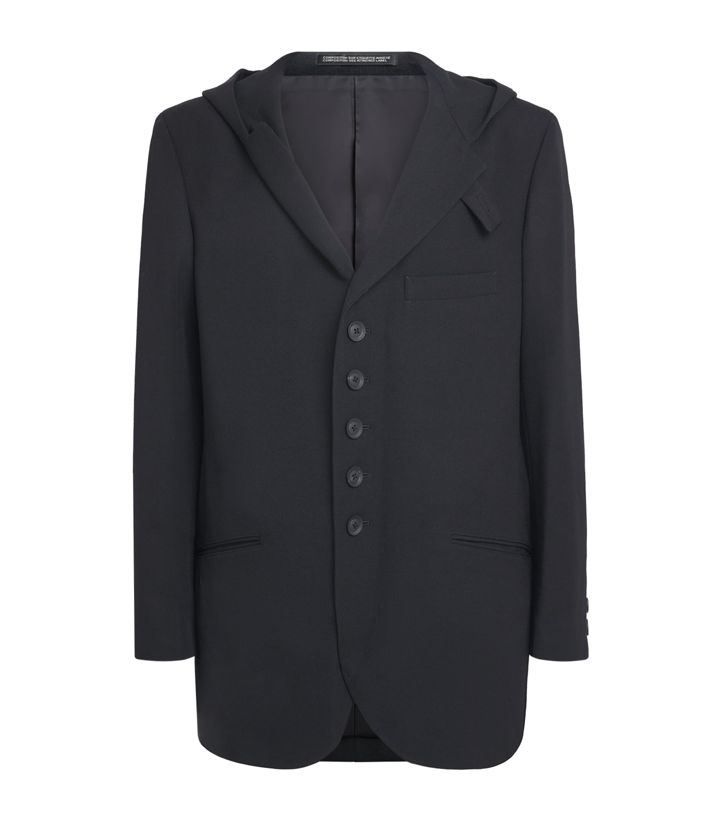 Yohji Yamamoto Mens Wool Hooded Blazer Black