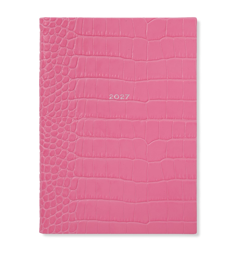 Smythson Leather Soho Weekly Diary 2027 Flamingo