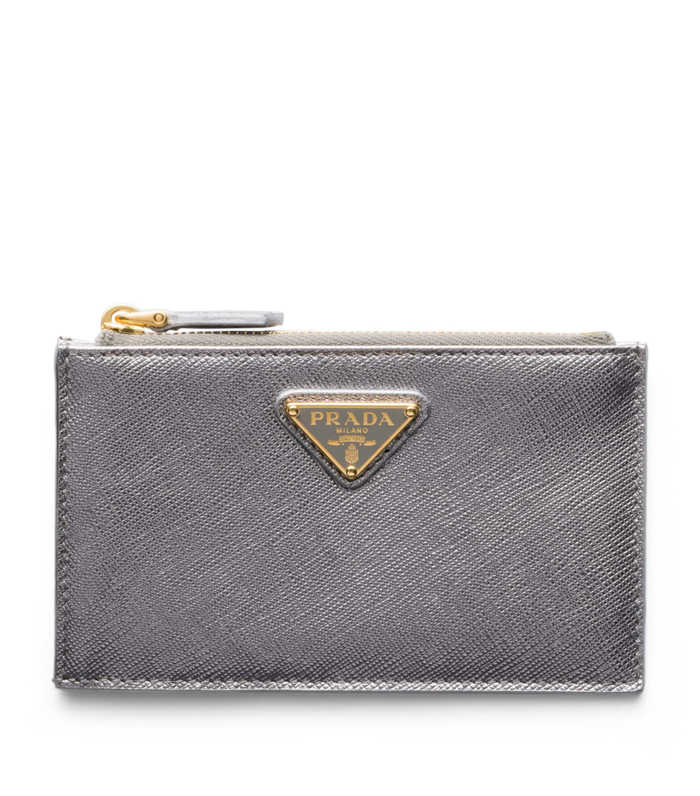 Saffiano Leather Zip-Up Card Holder