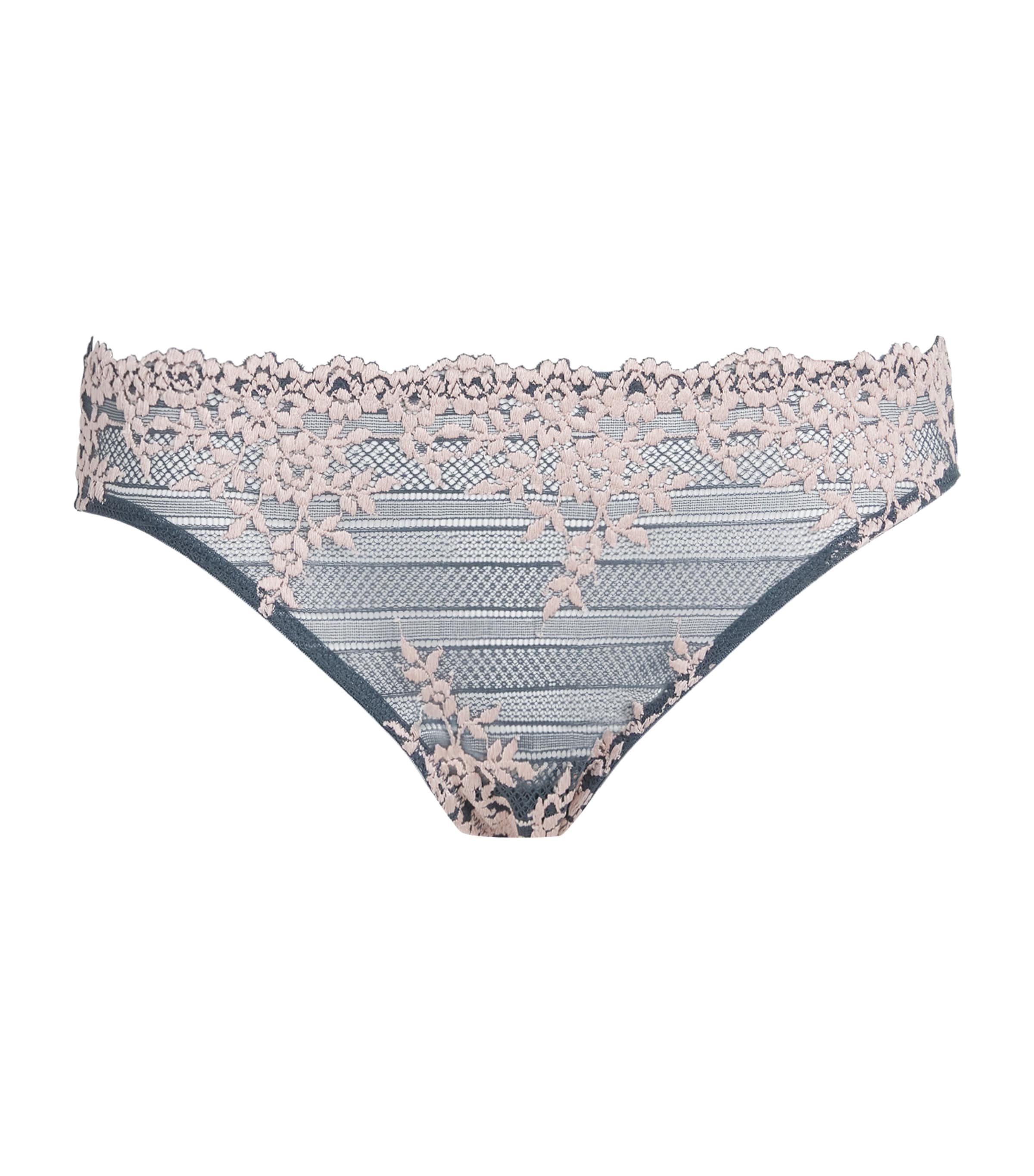 Wacoal Womens Embrace Lace Bikini Briefs Drk Slte/cld Pnk