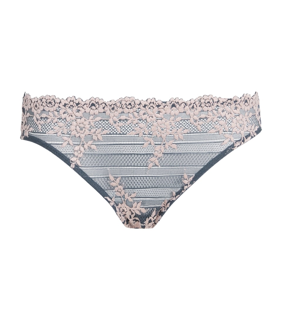Wacoal Womens Embrace Lace Bikini Briefs Drk Slte/cld Pnk