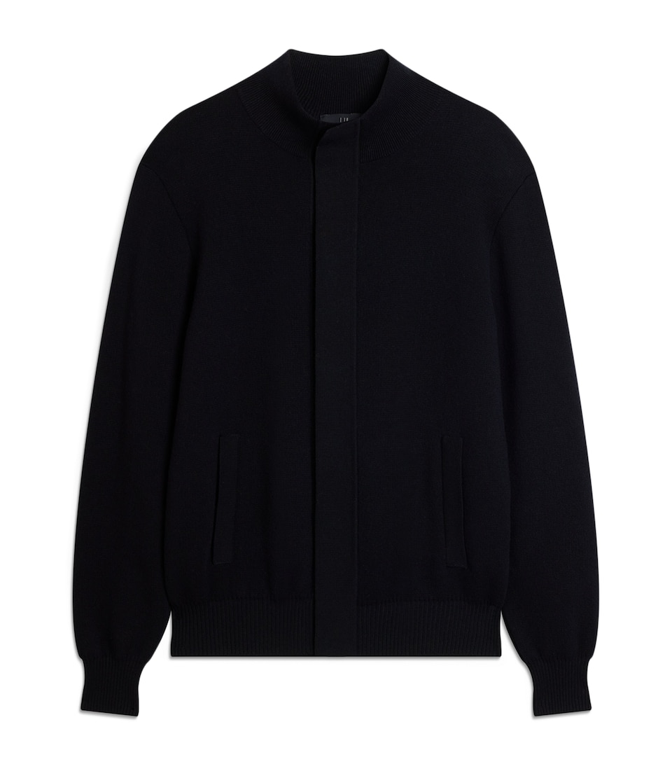 Dunhill Mens Cotton-Cashmere Athluxury Bomber Jacket Navy