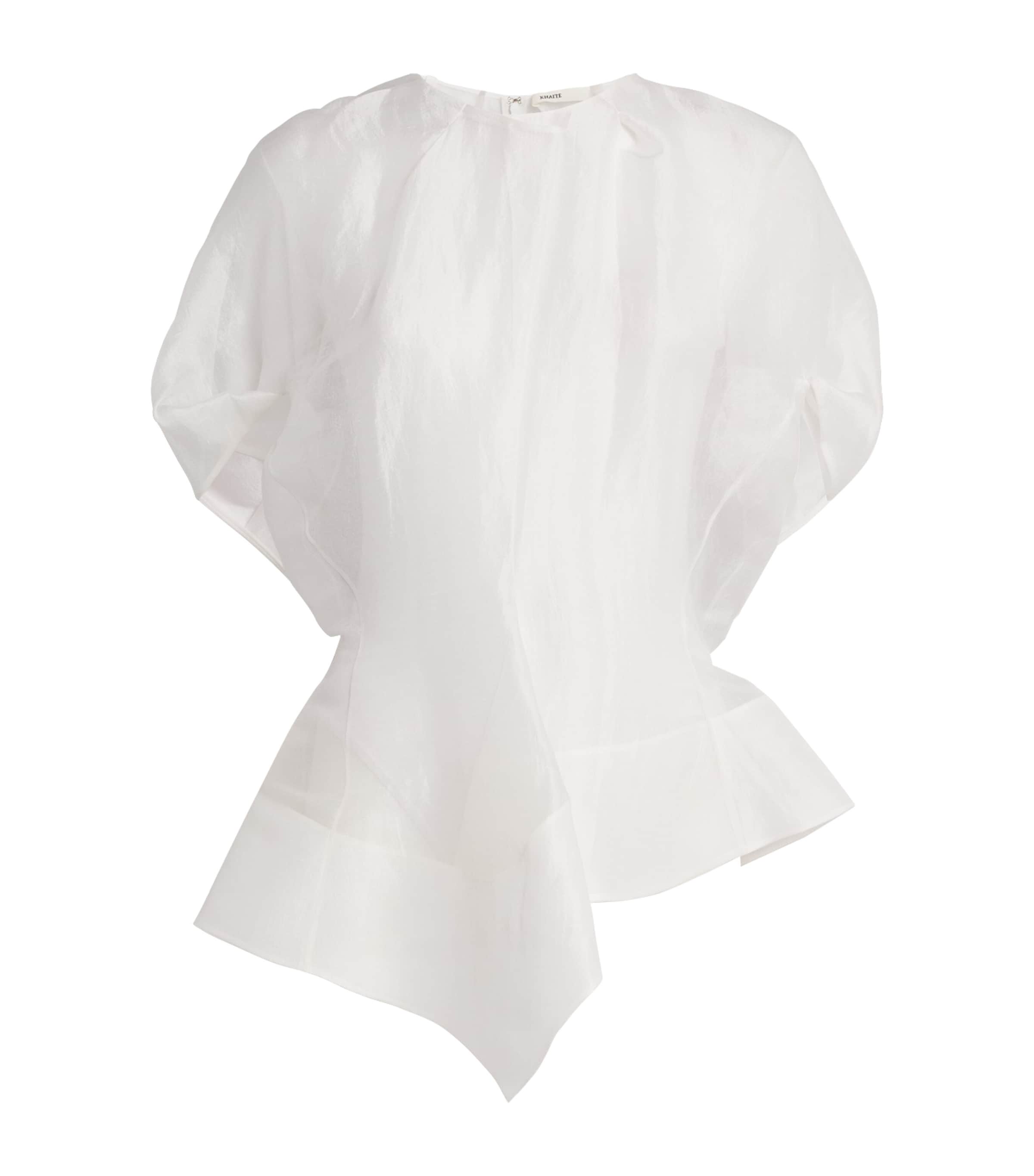 Khaite Womens Silk Asymmetric Rumi Blouse Chalk
