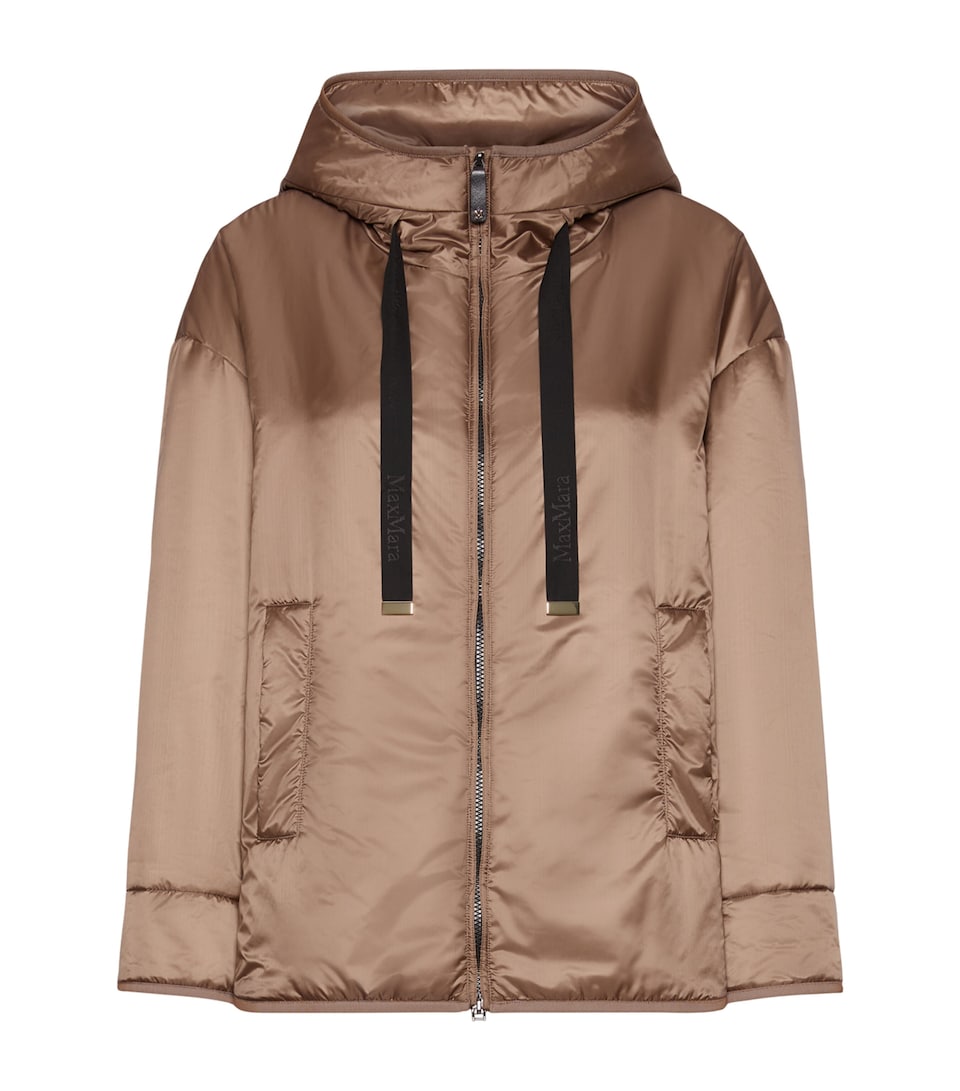 Max Mara Womens Hooded Padded Jacket Mud