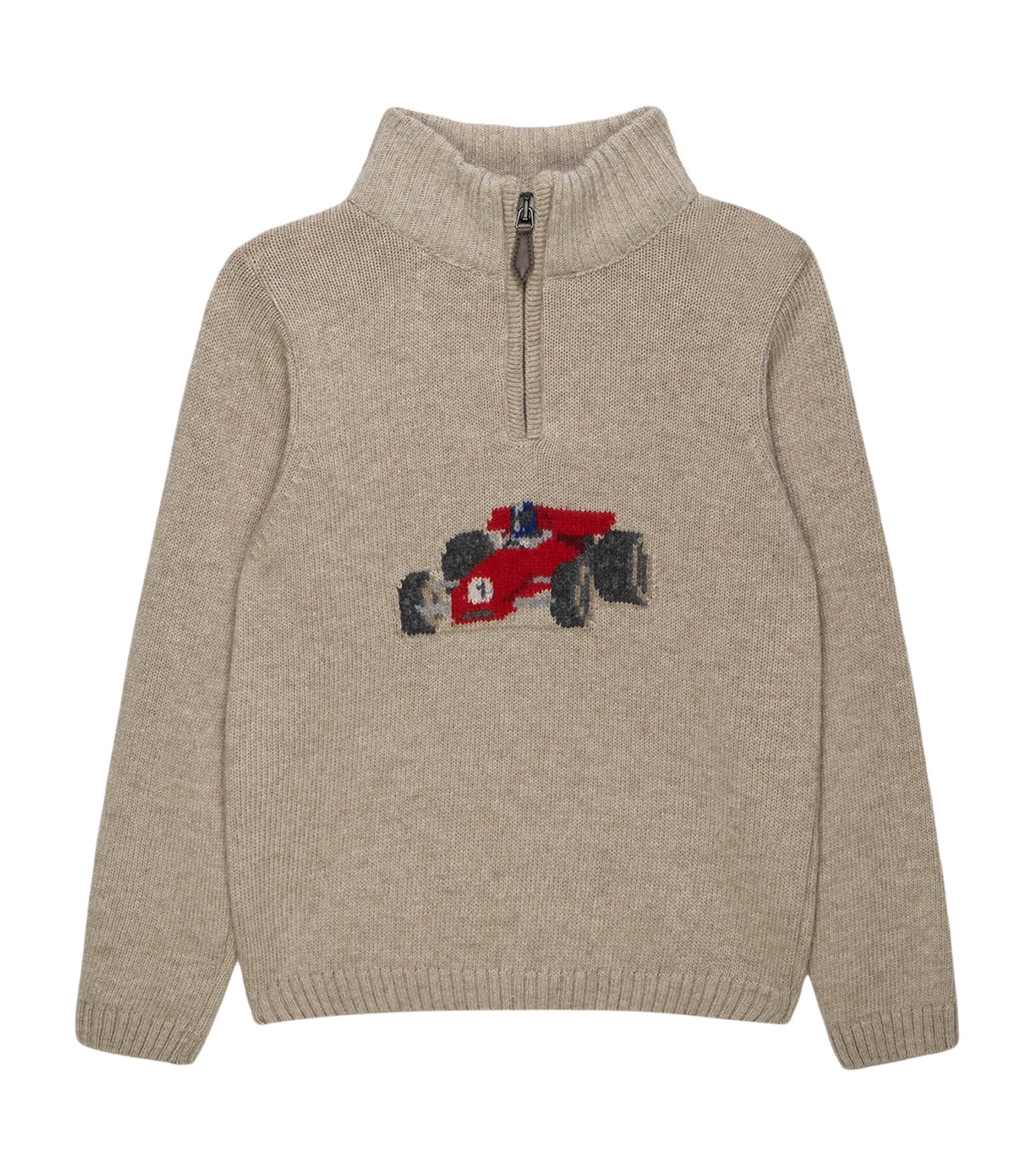 Trotters Wool-Blend Charles Half-Zip Sweater (6-11 Years) Oatmeal