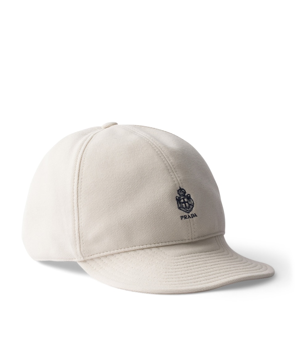 Prada Cotton Piqué Logo Baseball Cap Neutral