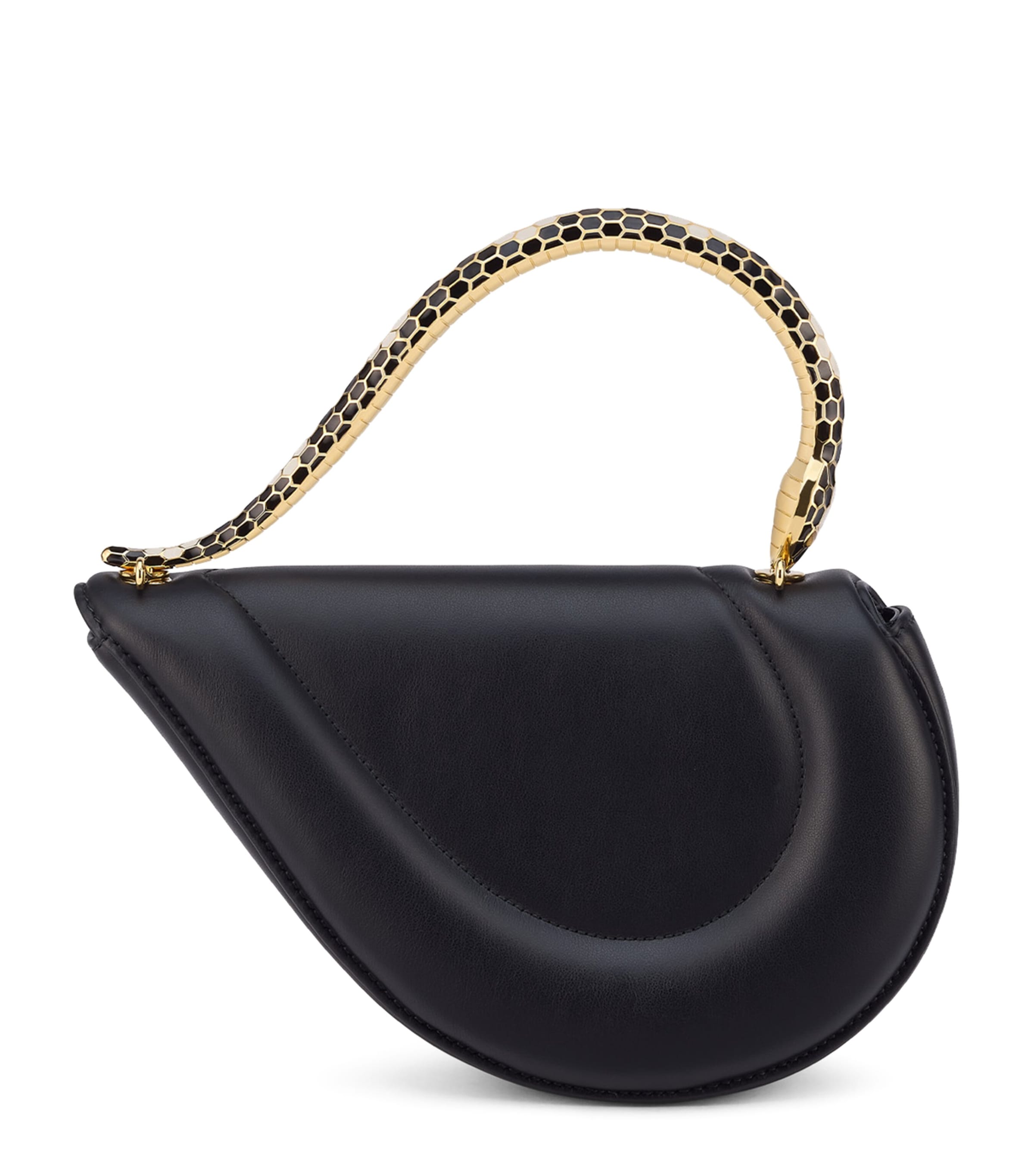 Bvlgari Leather Serpenti Cuore 1968 Top-Handle Bag Black