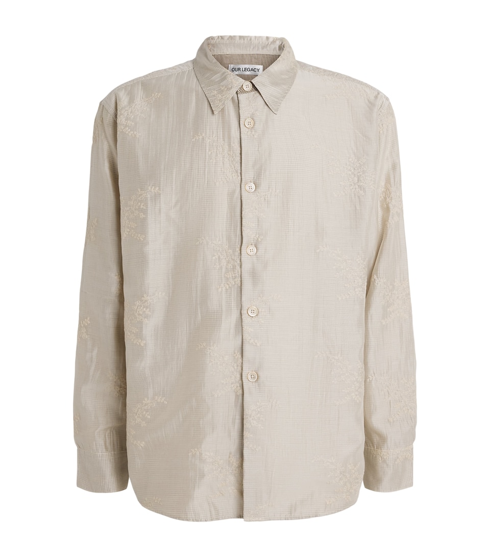 Our Legacy Mens Embroidered Floral Beyond Shirt Champagne Bloom