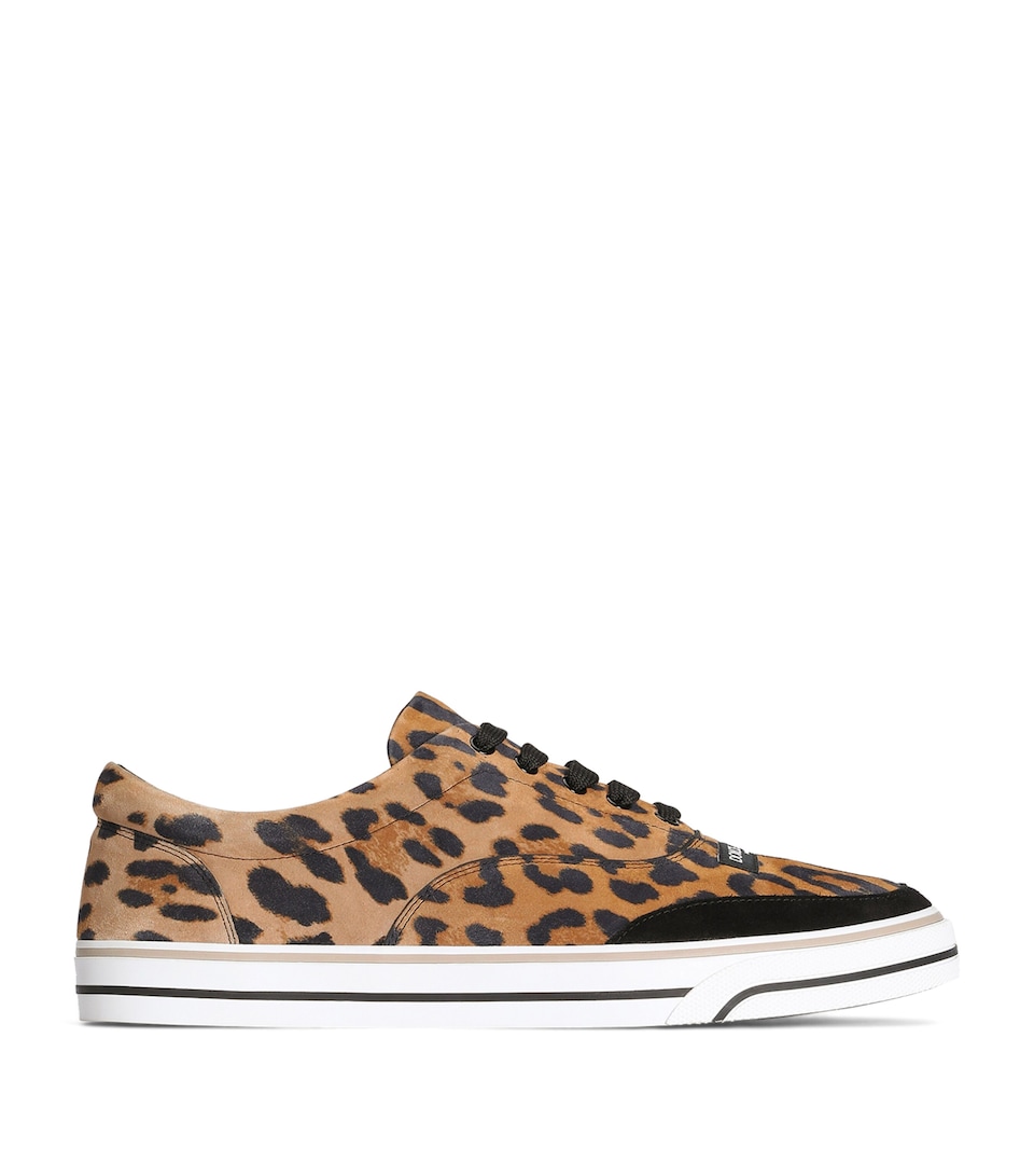 Dolce&Gabbana Leather Leopard Print Sailing Sneakers Haalm Leo