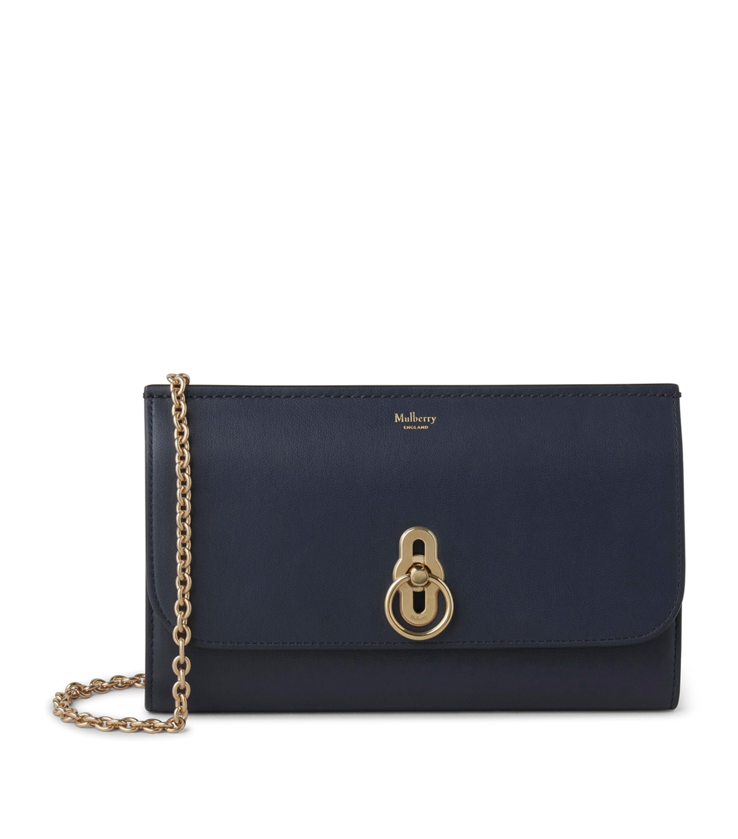 Mulberry Small Leather Amberley Clutch Bag Night Sky