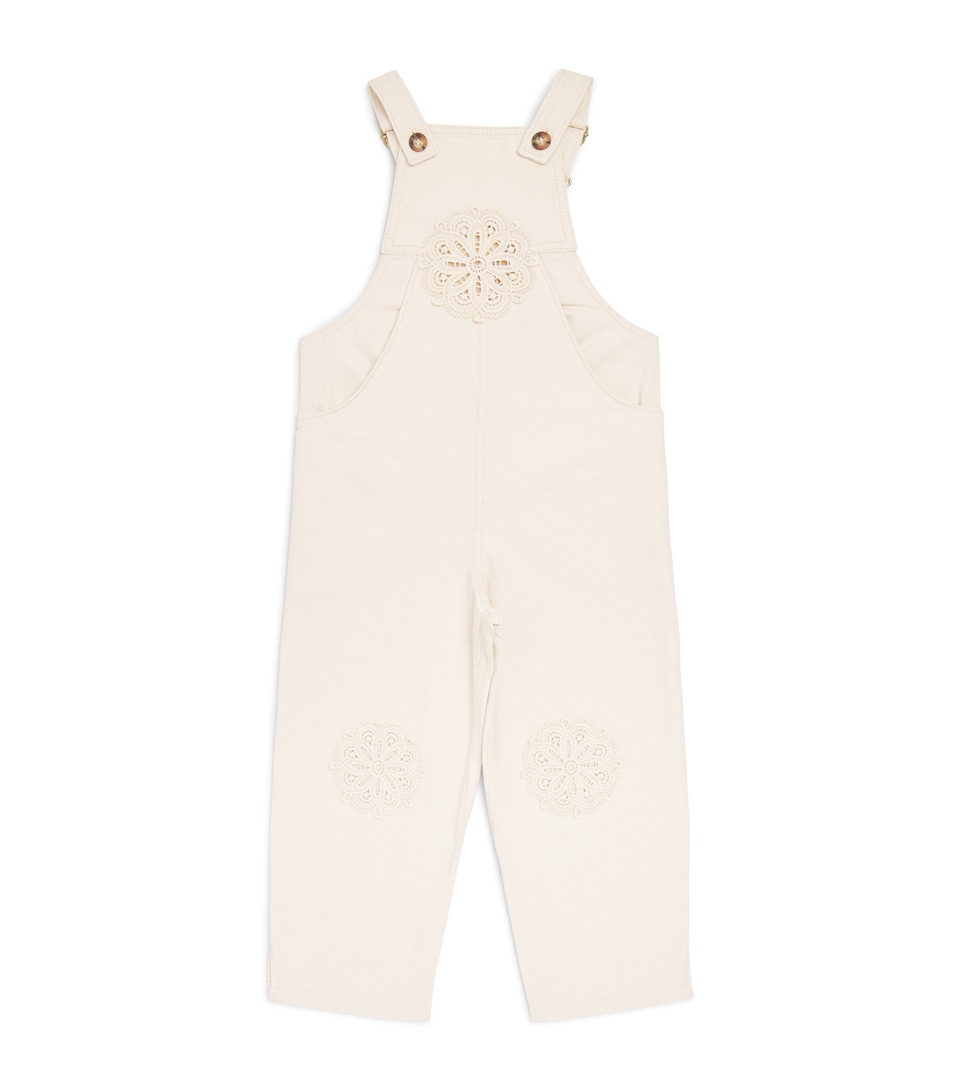Zimmermann Kids Cotton Aster Dungarees (2-12 Years) Ecru