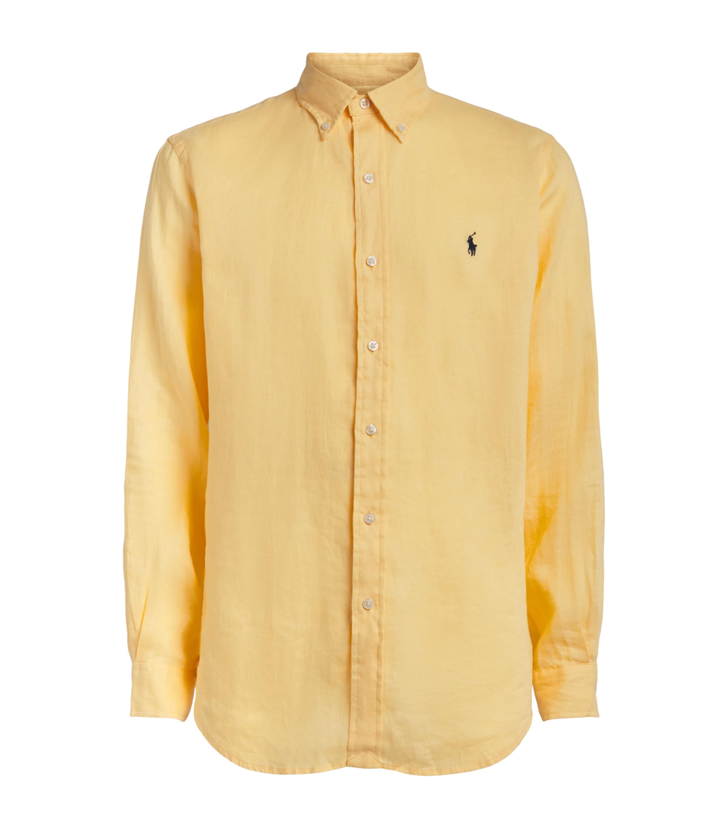 Polo Ralph Lauren Mens Linen Custom-Fit Shirt Corn Yellow