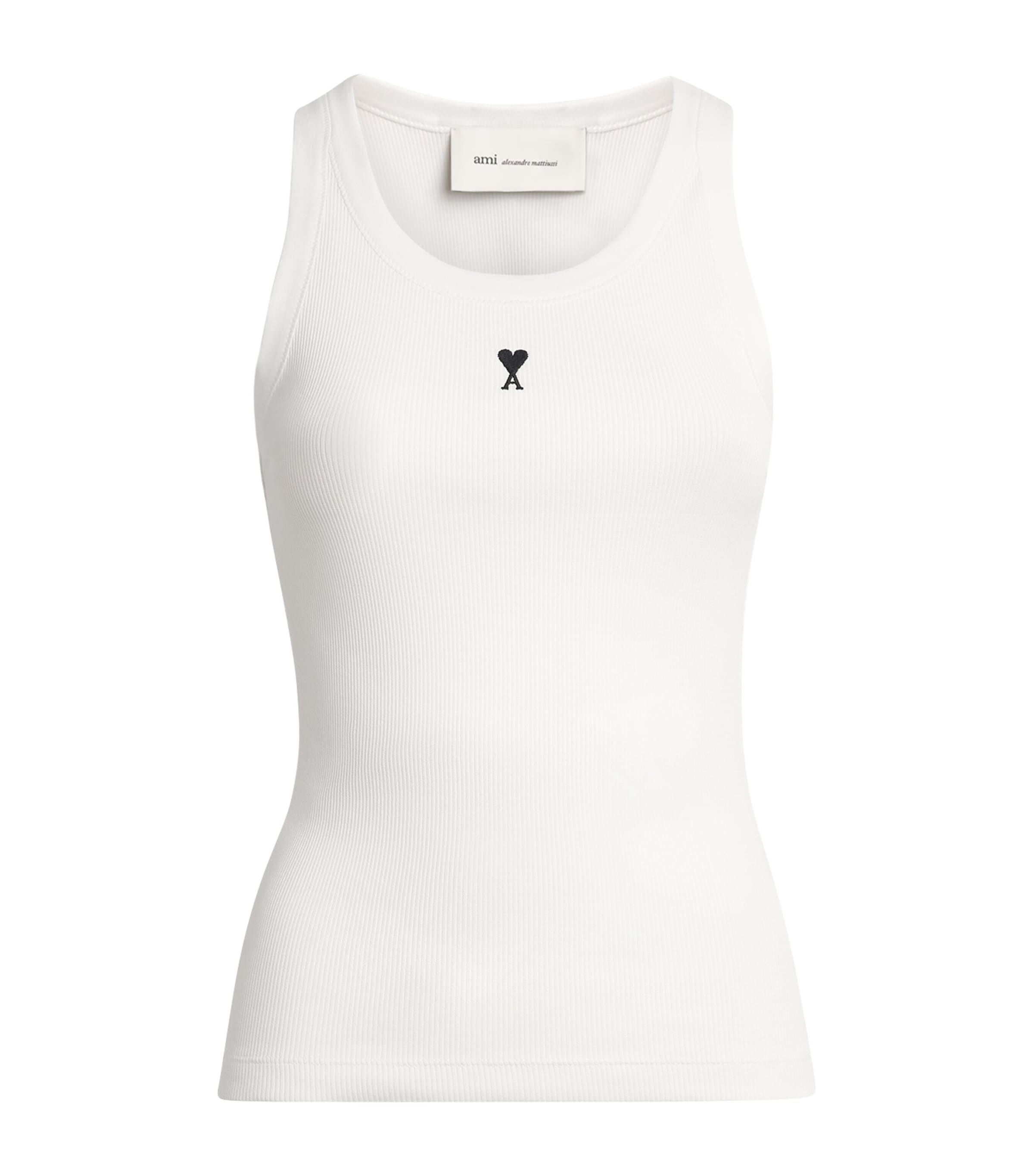 AMI Paris Womens Cotton Ami de Coeur Tank Top Blanc