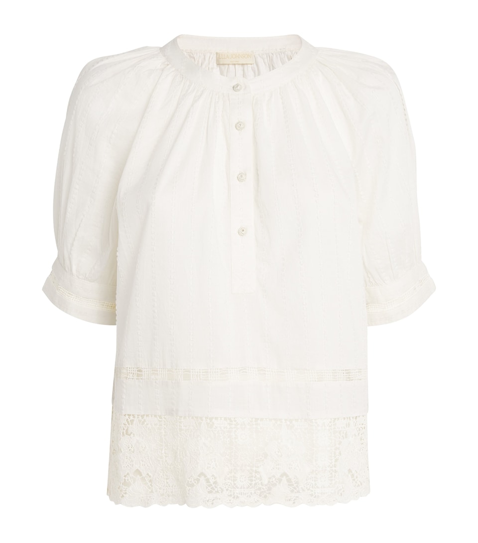 Cotton Lace-Trim Faye Blouse