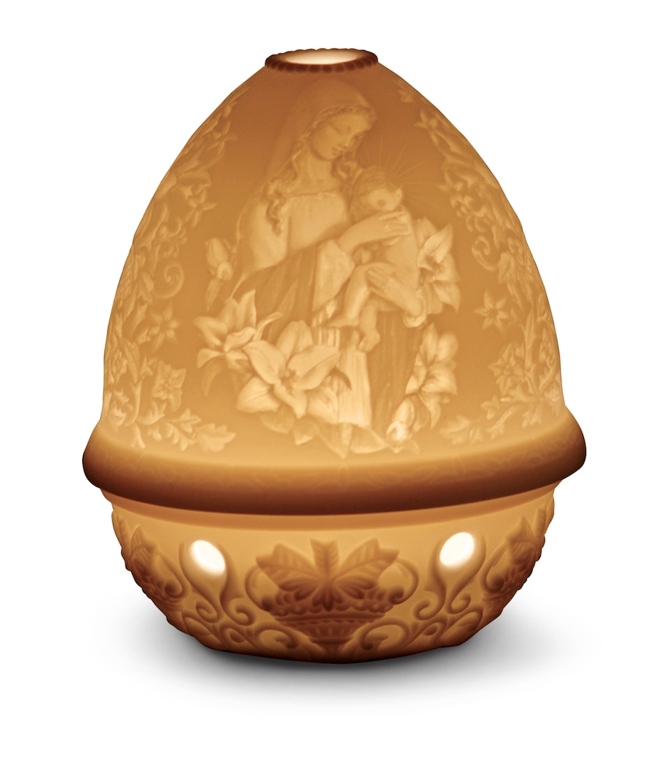Lladró Madonna of the Flowers Lithophane Votive Lamp White