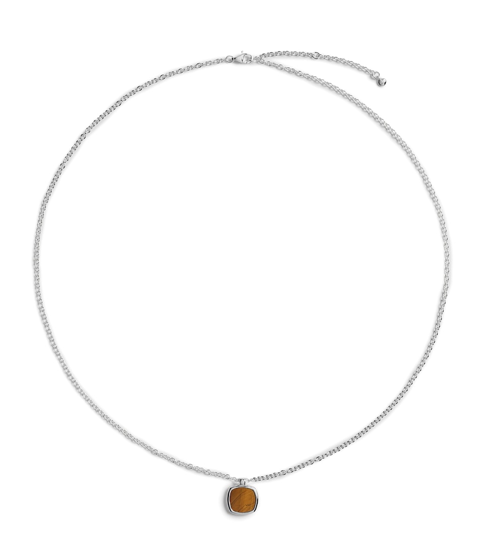 Monica Vinader Sterling Silver and Tigers Eye Delphi Pendant Necklace #ref!