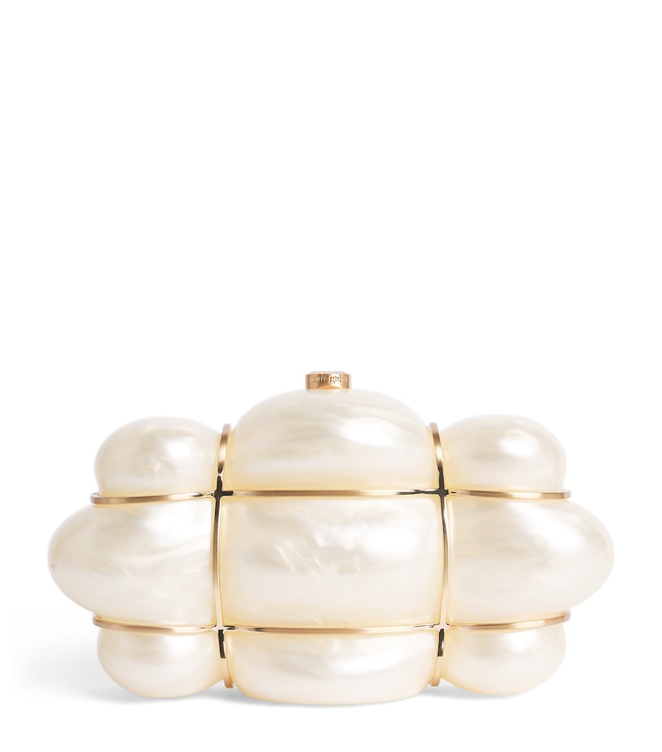 Cult Gaia Acrylic Bolla Clutch Bag Ivory