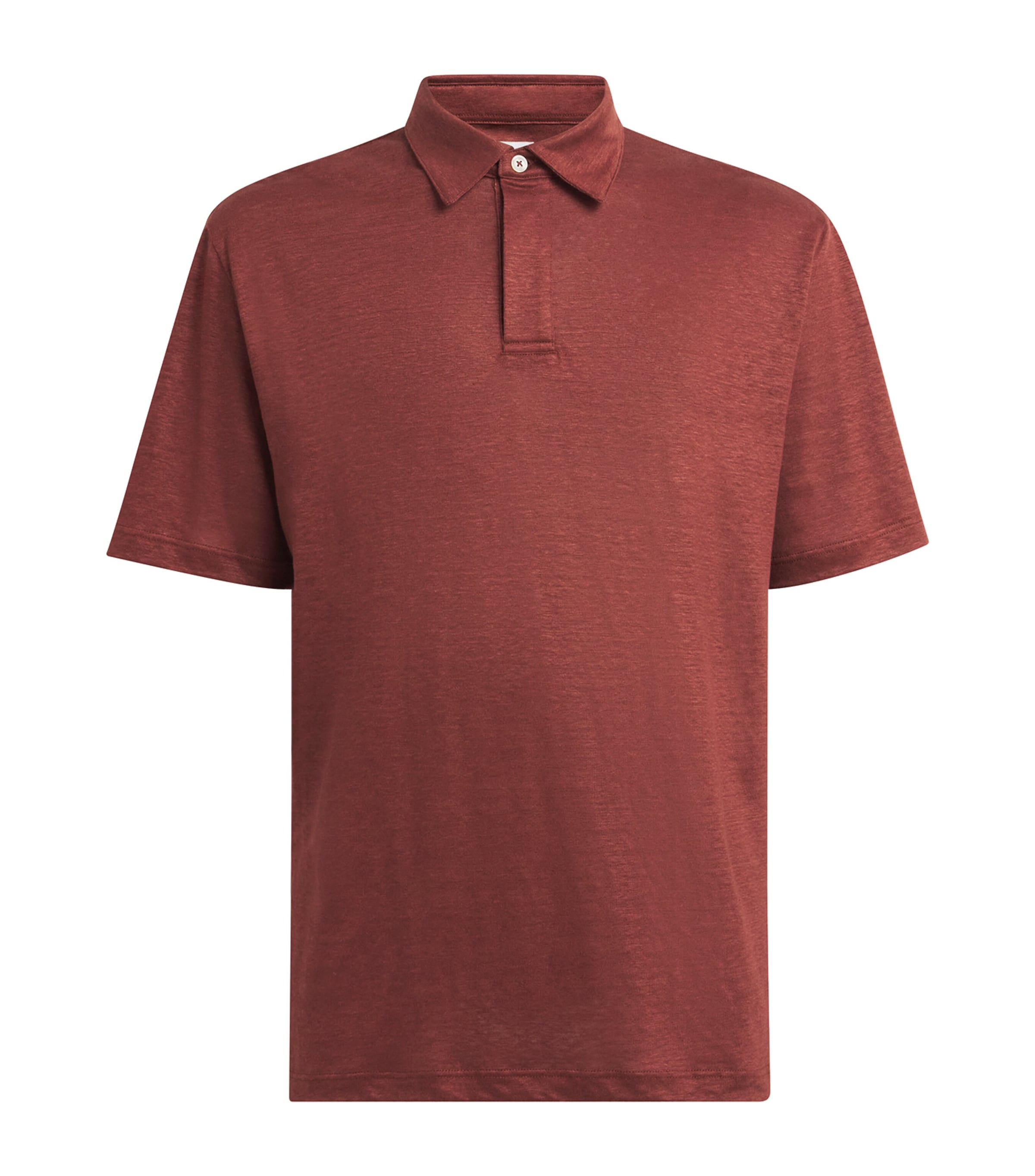 Eleventy Mens Linen Polo Shirt Bruciato