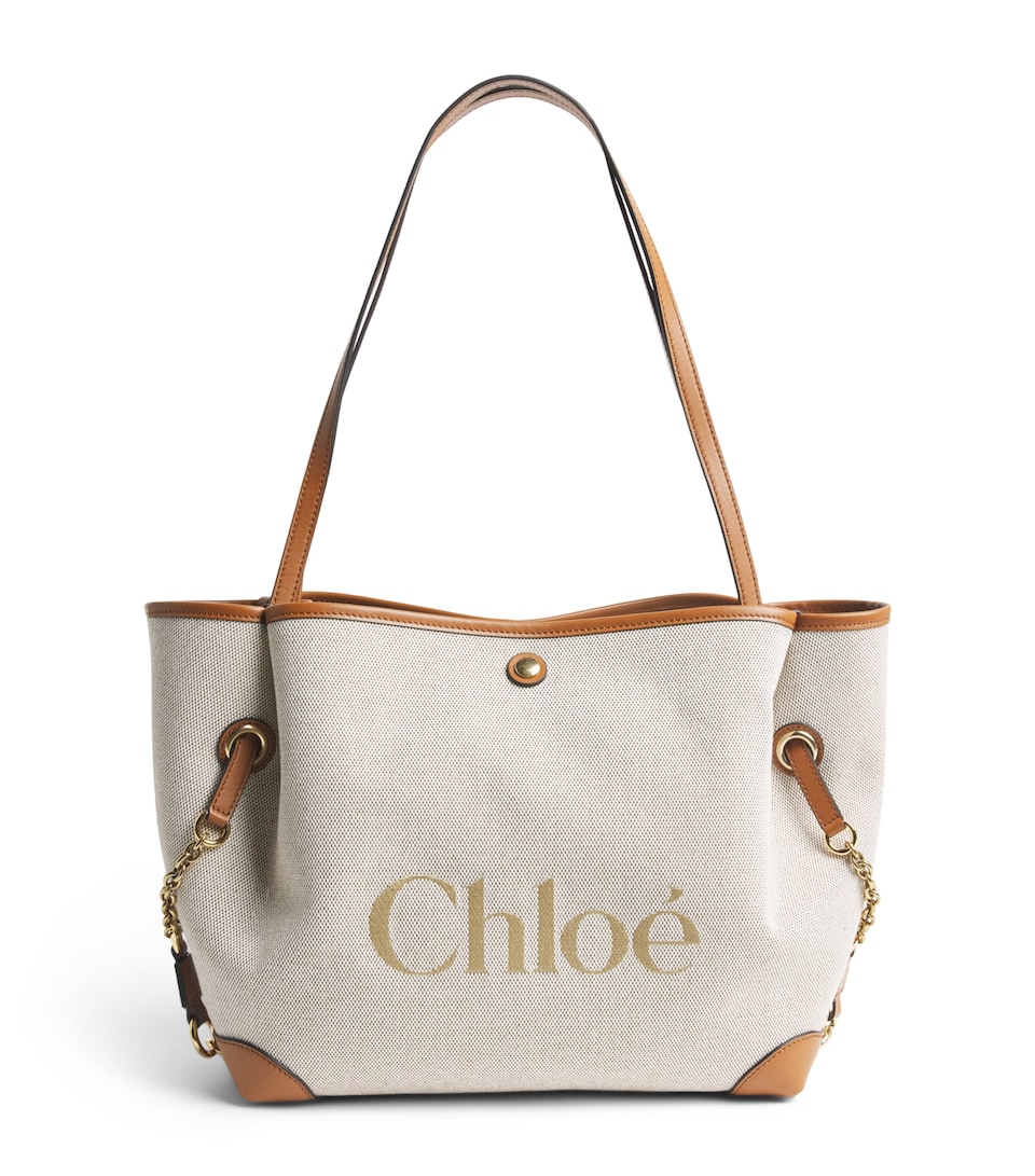 Chloé Canvas Clover Carry Tote Bag Clay Brown