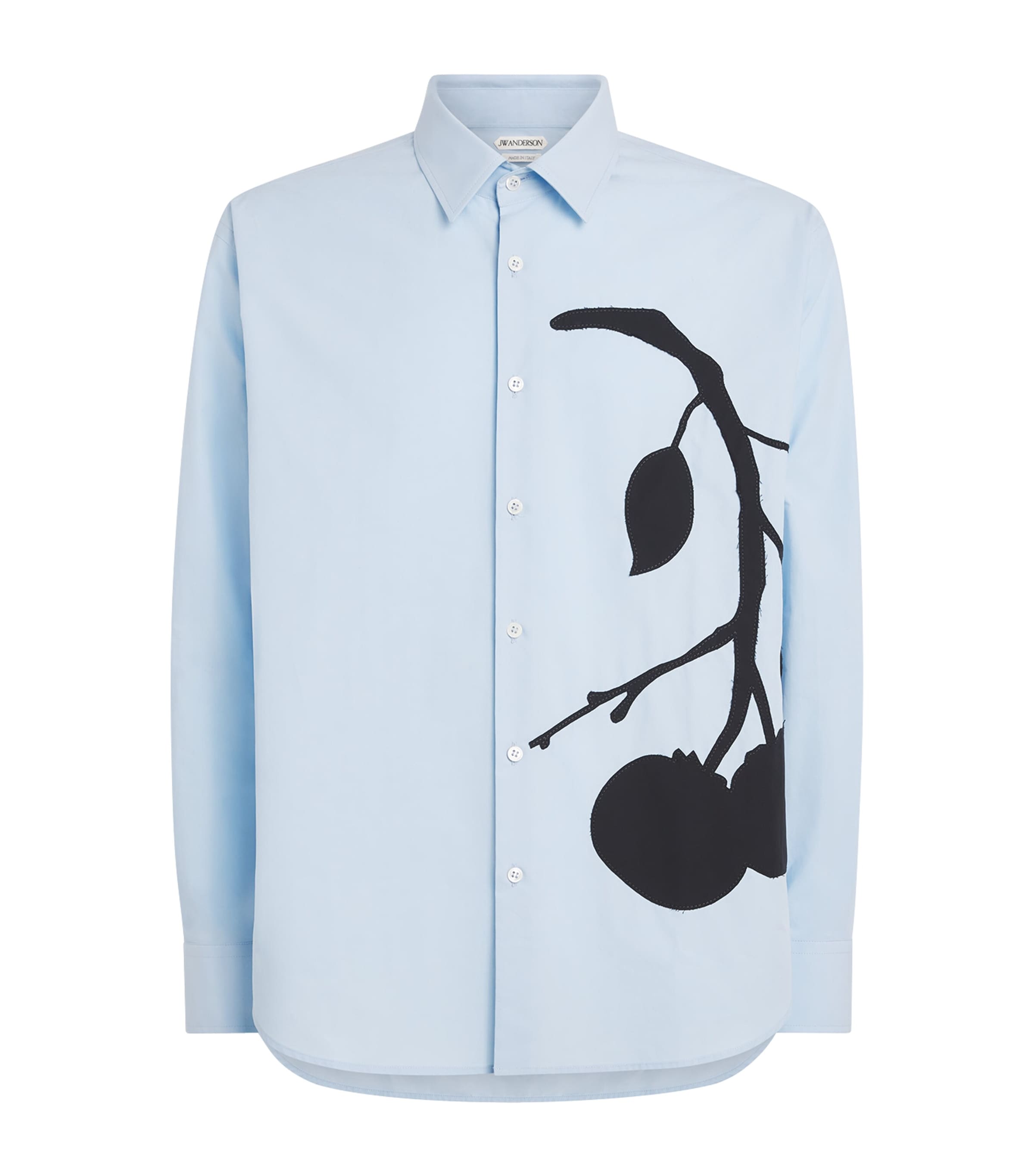 JW Anderson Mens Cotton Persimmon Appliqué Shirt Pale Blue