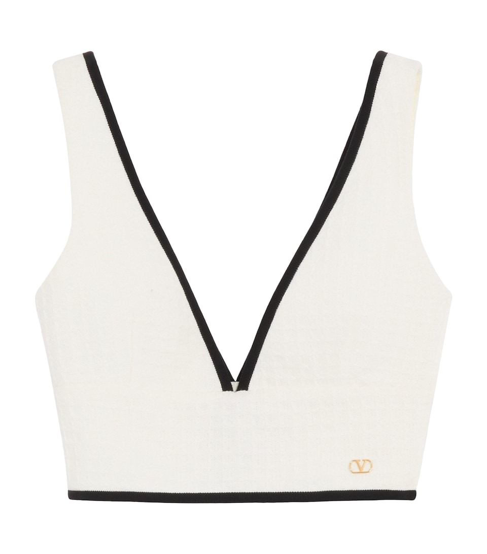 Valentino Womens Cotton V-Neck Crop Top Cbj