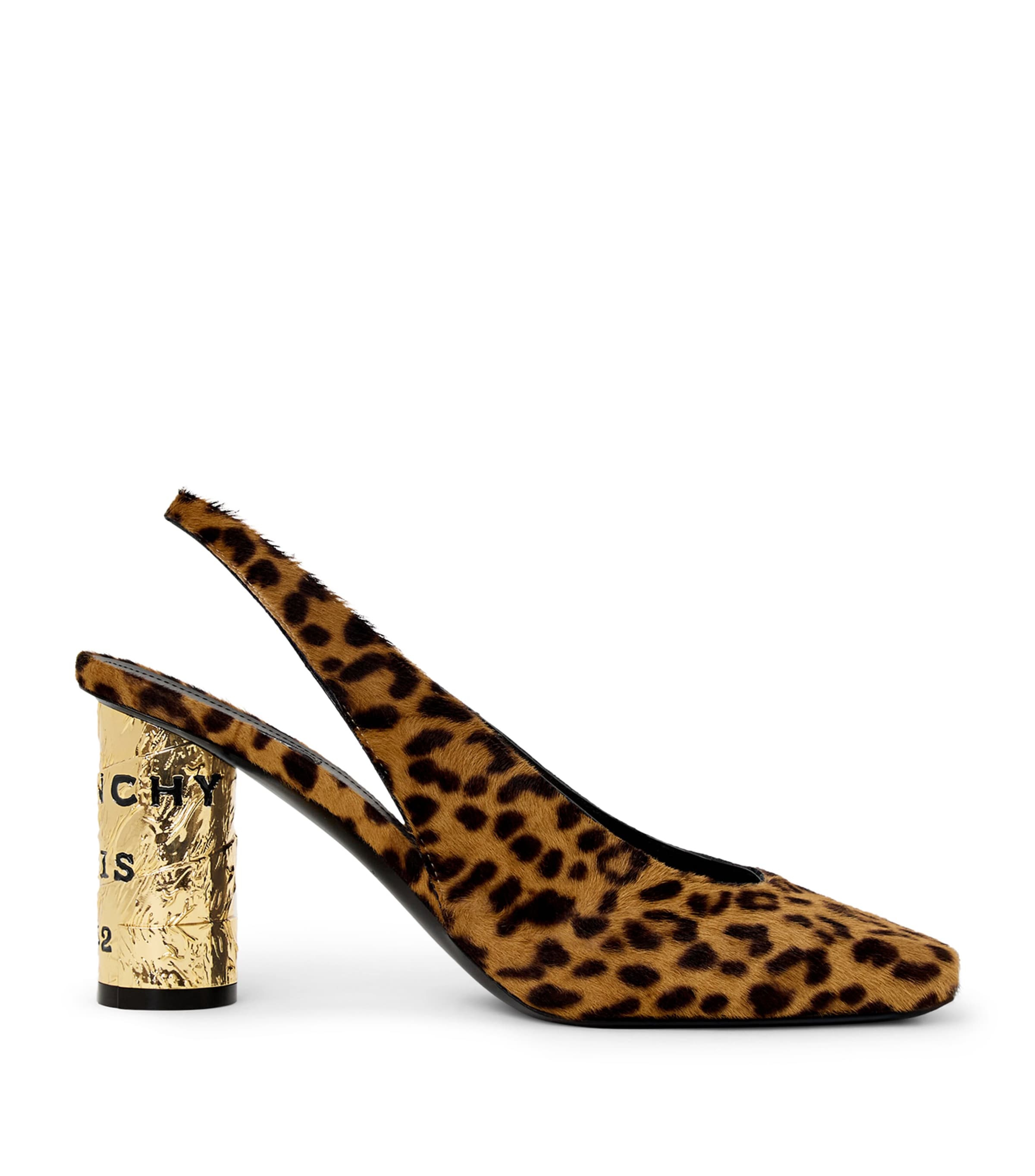 Givenchy Calf Hair Leopard Print Tape Slingback Pumps 85