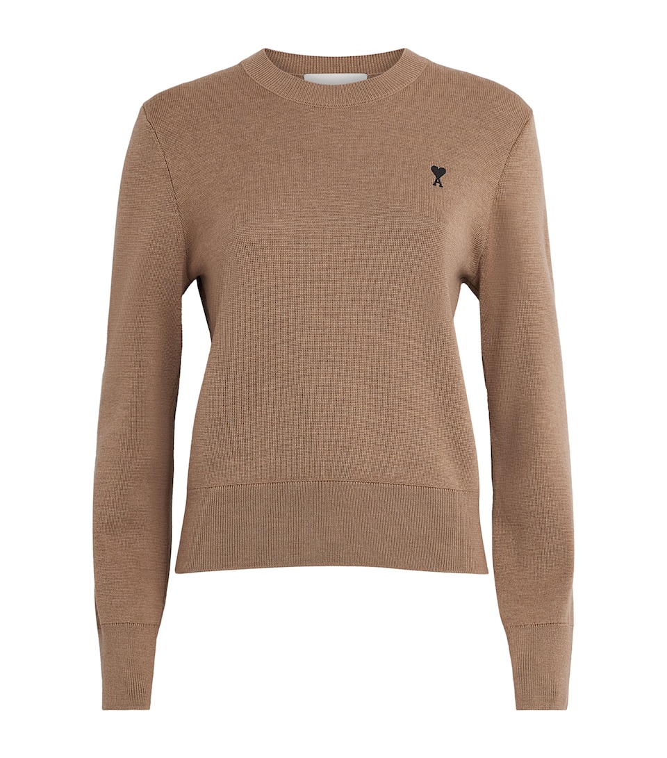 AMI Paris Womens Wool Ami de Coeur Sweater Grs Cndre Chn/noir