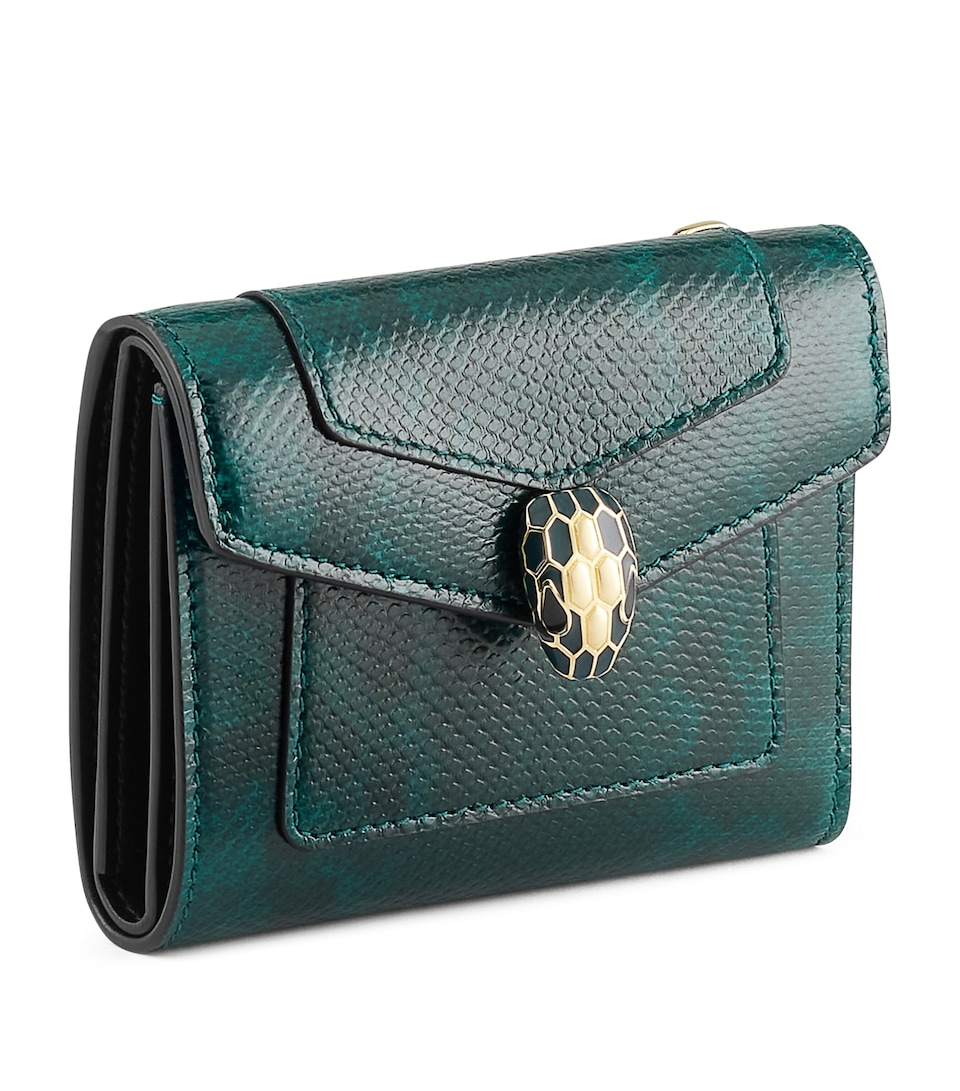 Bvlgari Leather Serpenti Forever Compact Wallet Green
