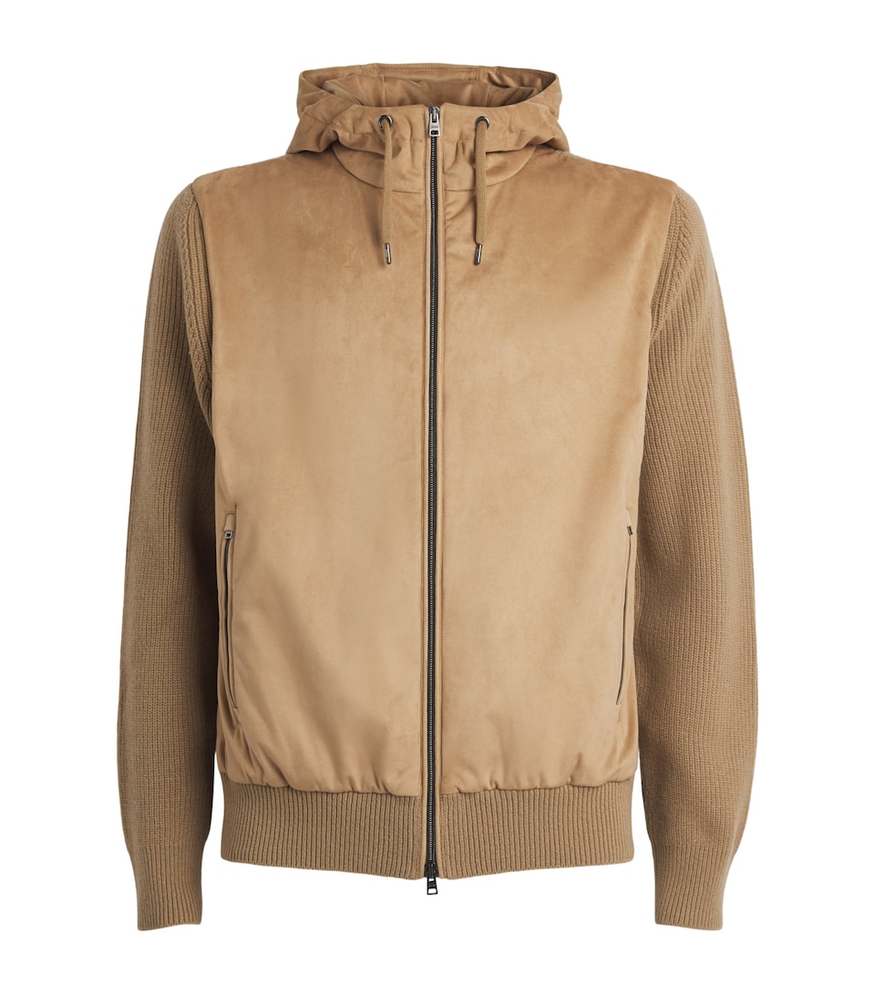 Herno Mens Wool Hybrid Hooded Jacket Cammello